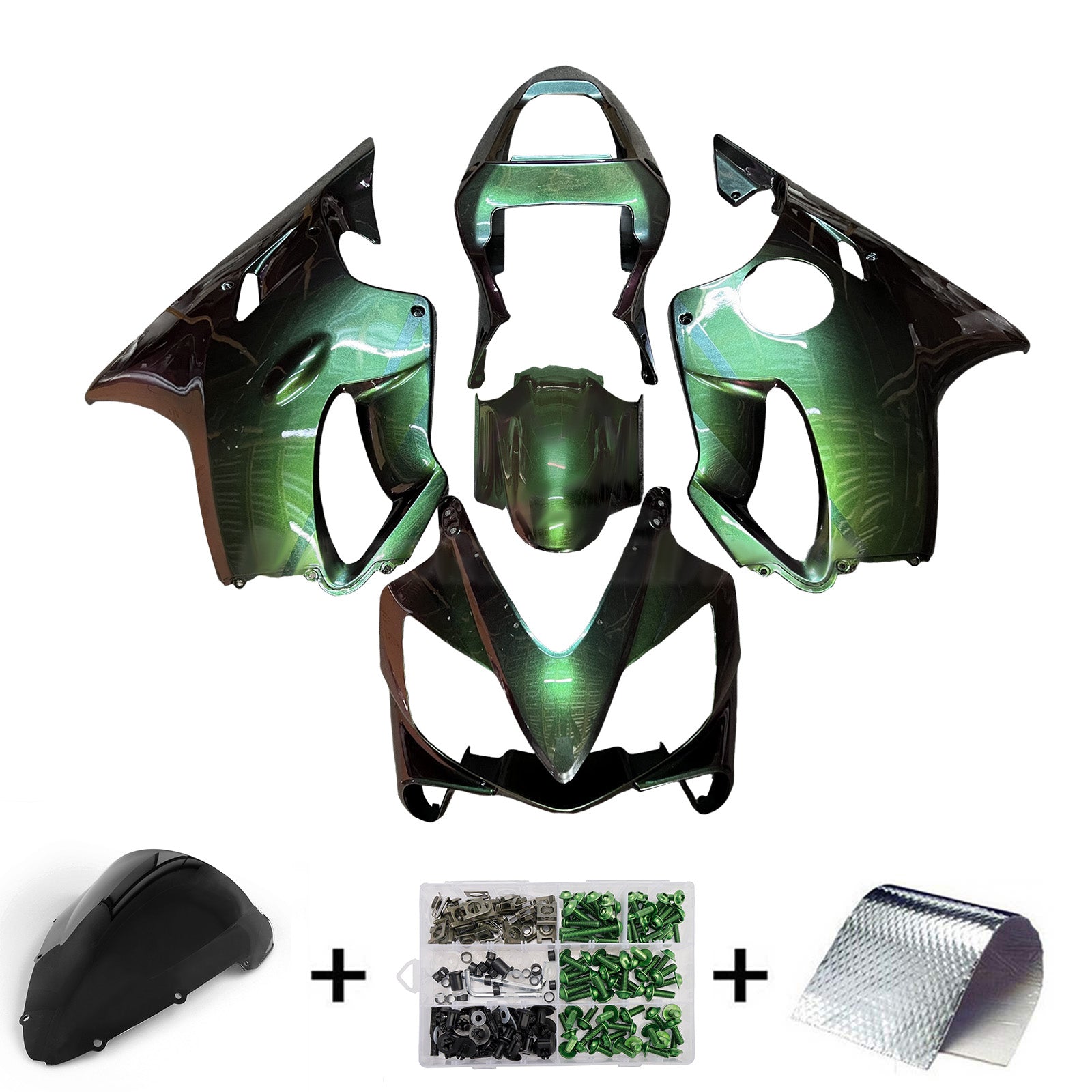 Amotopart 2001-2003 Honda CBR600 F4i Green Fairing Kit