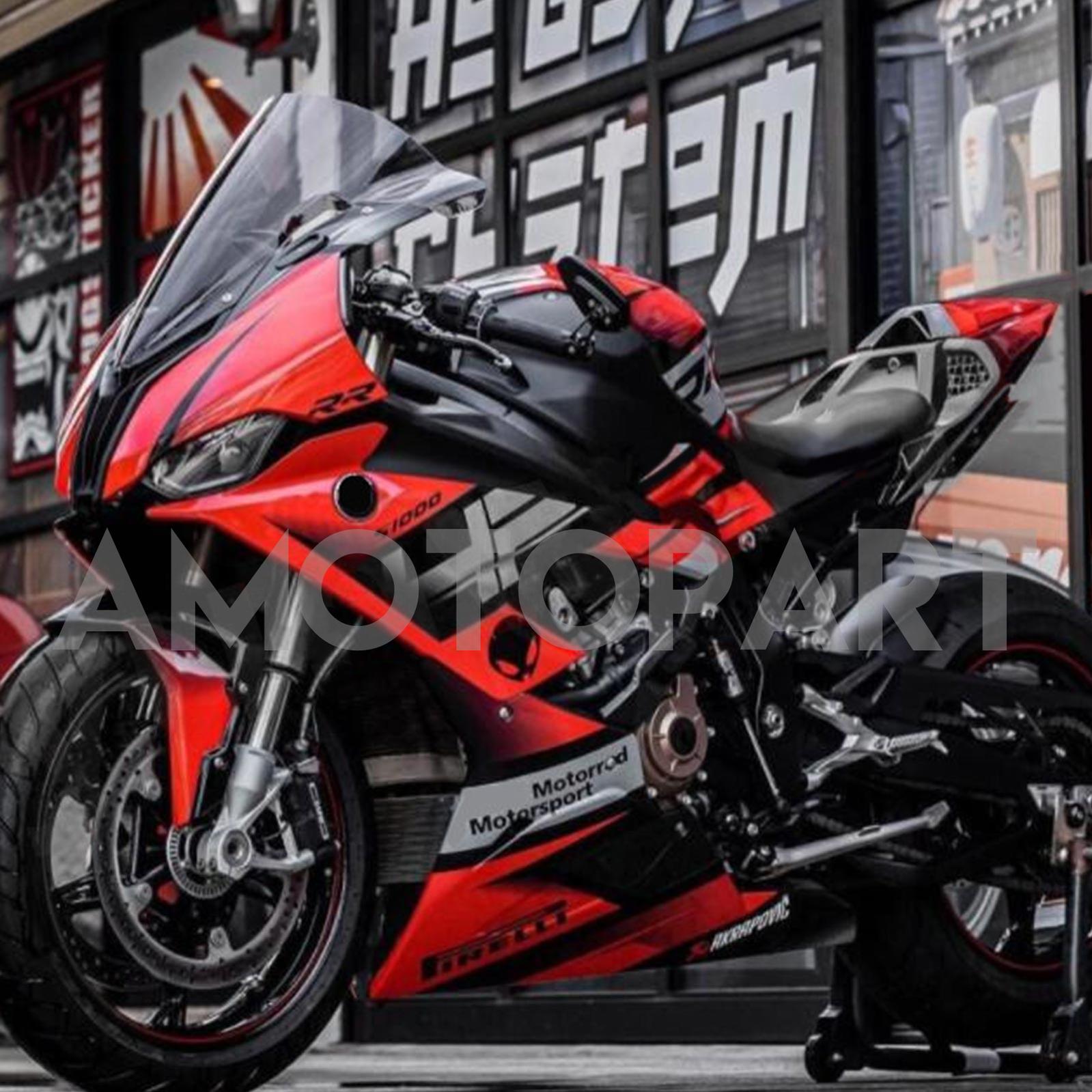 Kit de carenado Amotopart BMW S1000RR 2019-2022 negro y rojo