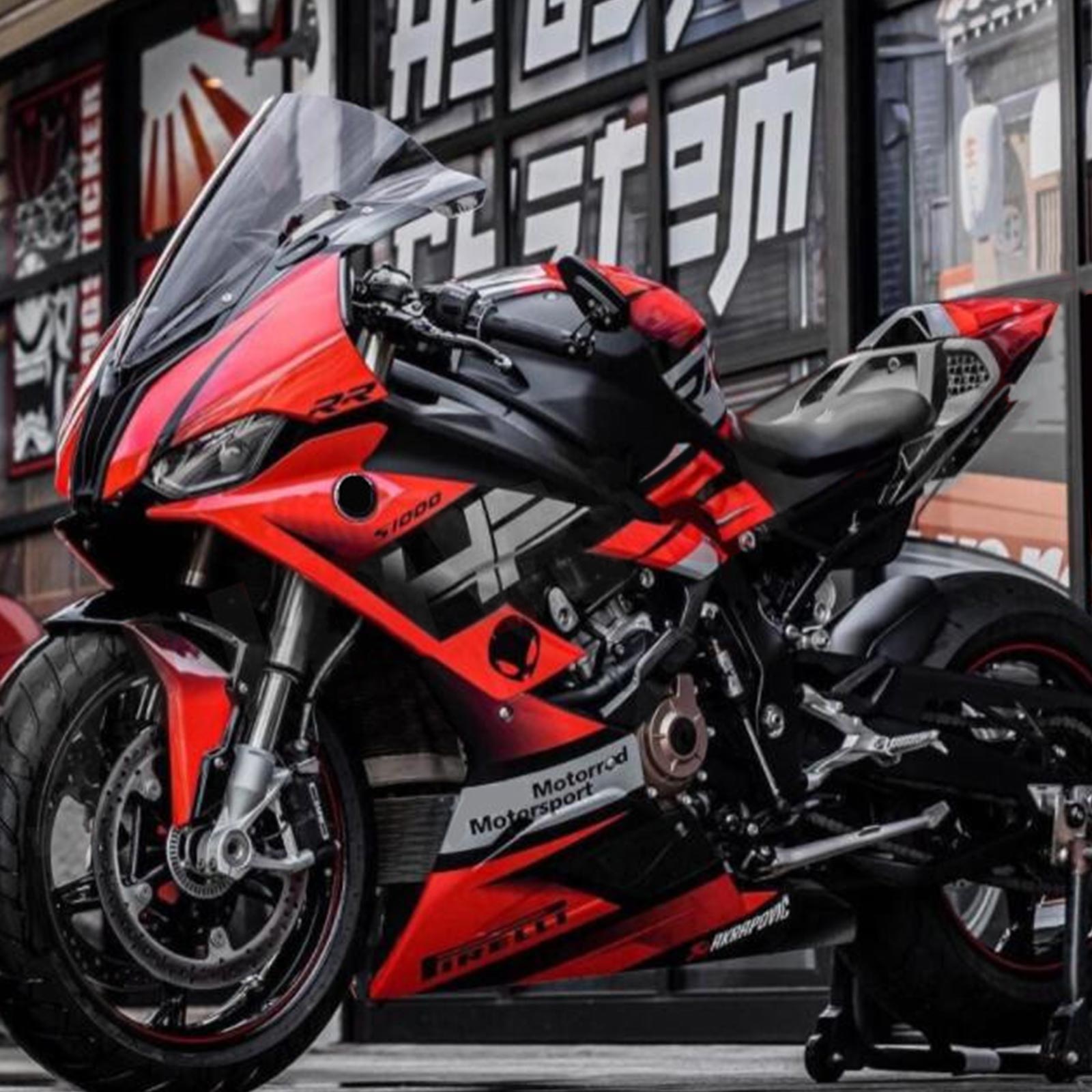 Kit de carenado Amotopart BMW S1000RR 2019-2022 negro y rojo