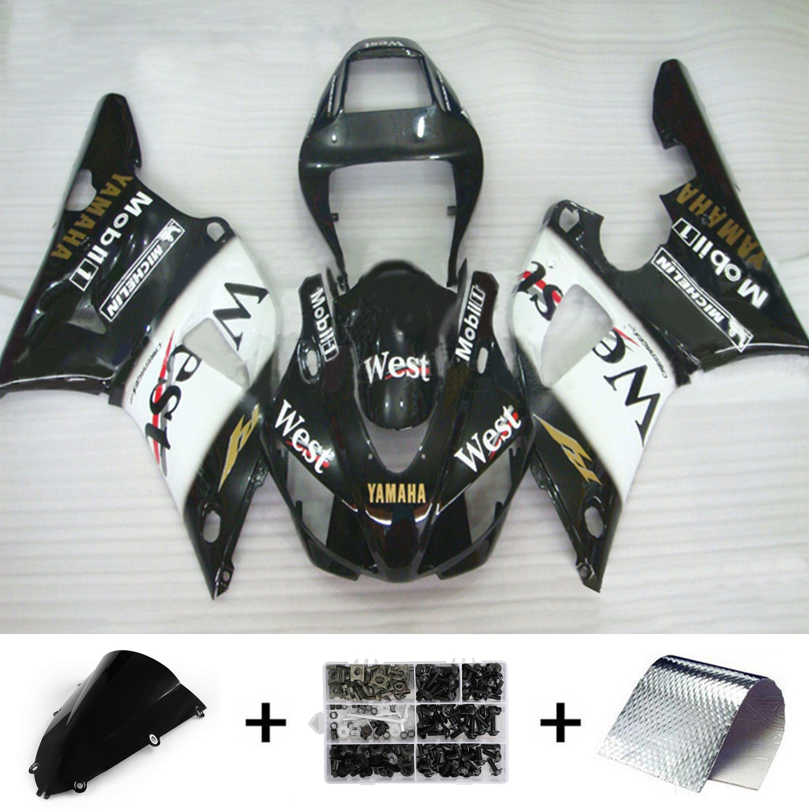 Amotopart 1998-1999 Yamaha YZF 1000 R1 Kit de carenado blanco y negro