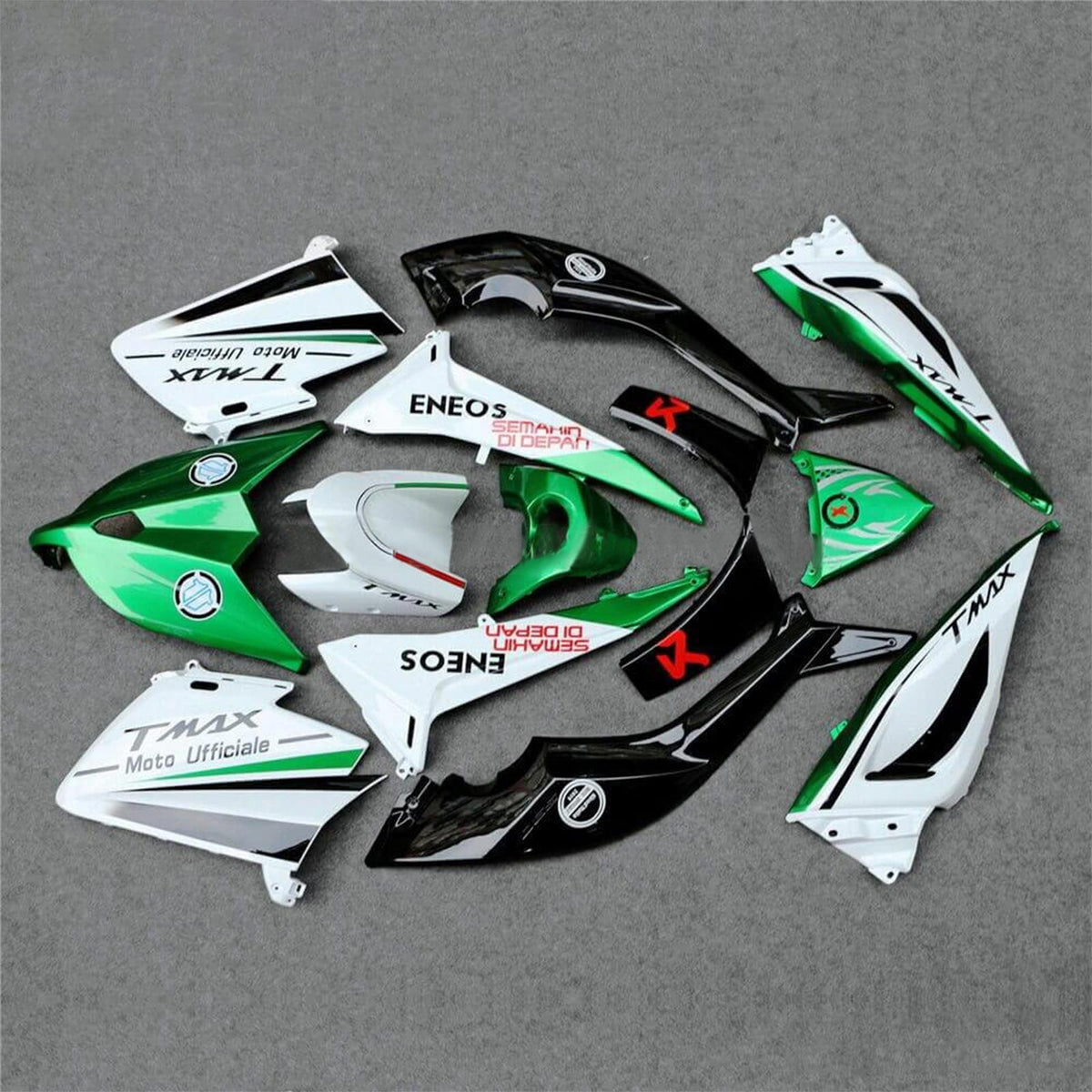 Amotopart 2012–2014 Yamaha T-Max TMAX530 Verkleidungsset in glänzendem Grün und Weiß