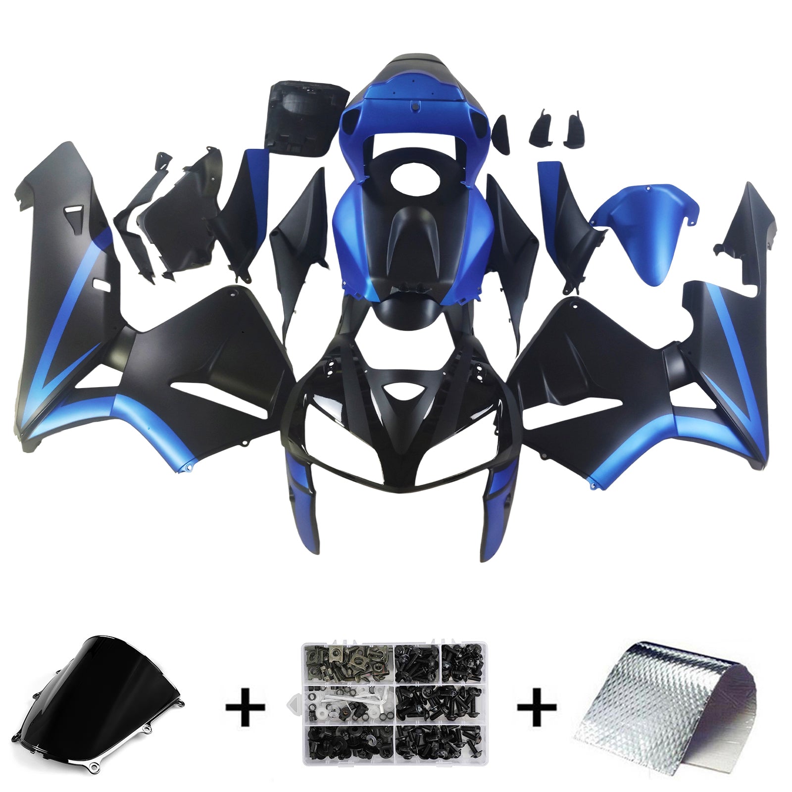 Amotopart 2005-2006 Honda CBR600RR Black Blue Fairing Kit