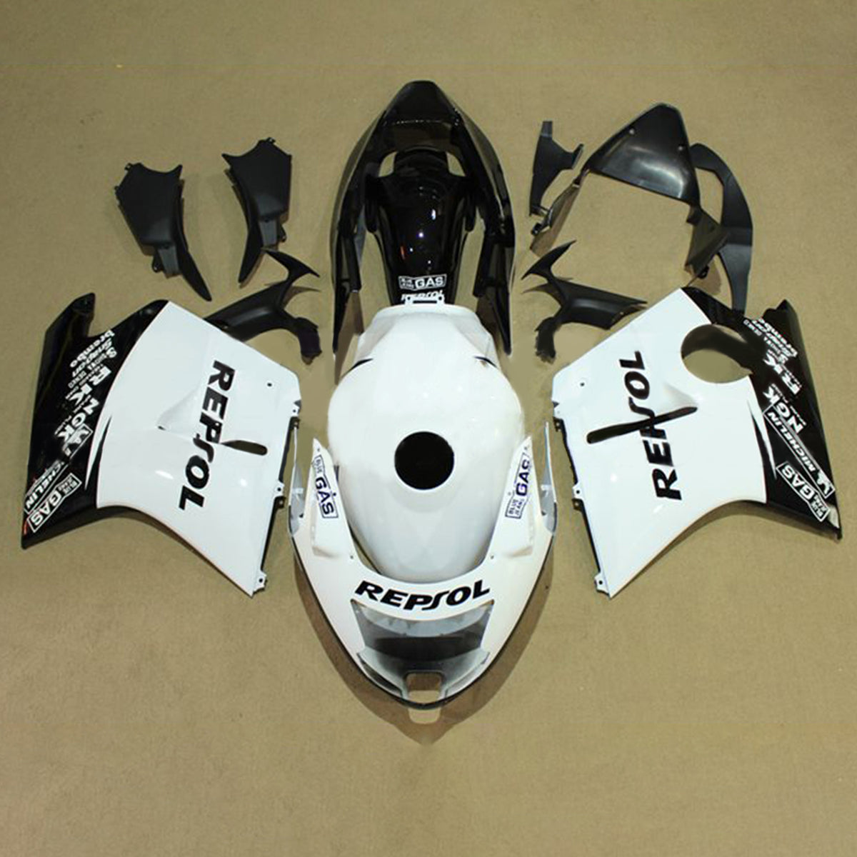 Amotopart 1996-2007 CBR1100XX SuperBlackBird Honda Black&White Repjol Fairing Kit