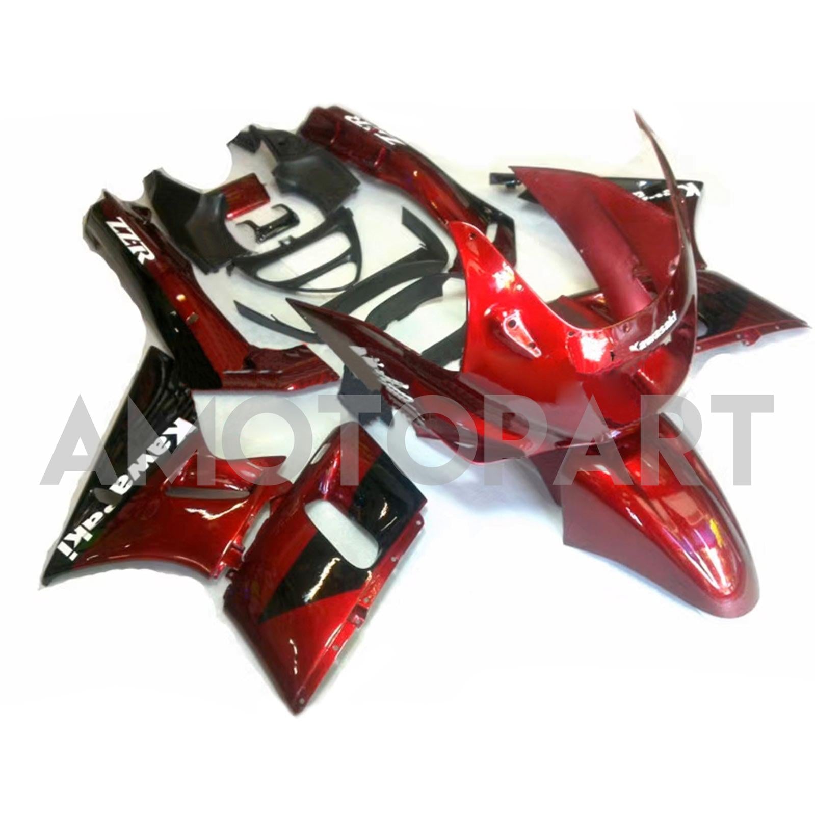 Amotopart ZZR400 1993-2007 ZZR600 1998-2003 Kawasaki Red&Black Fairing Kit