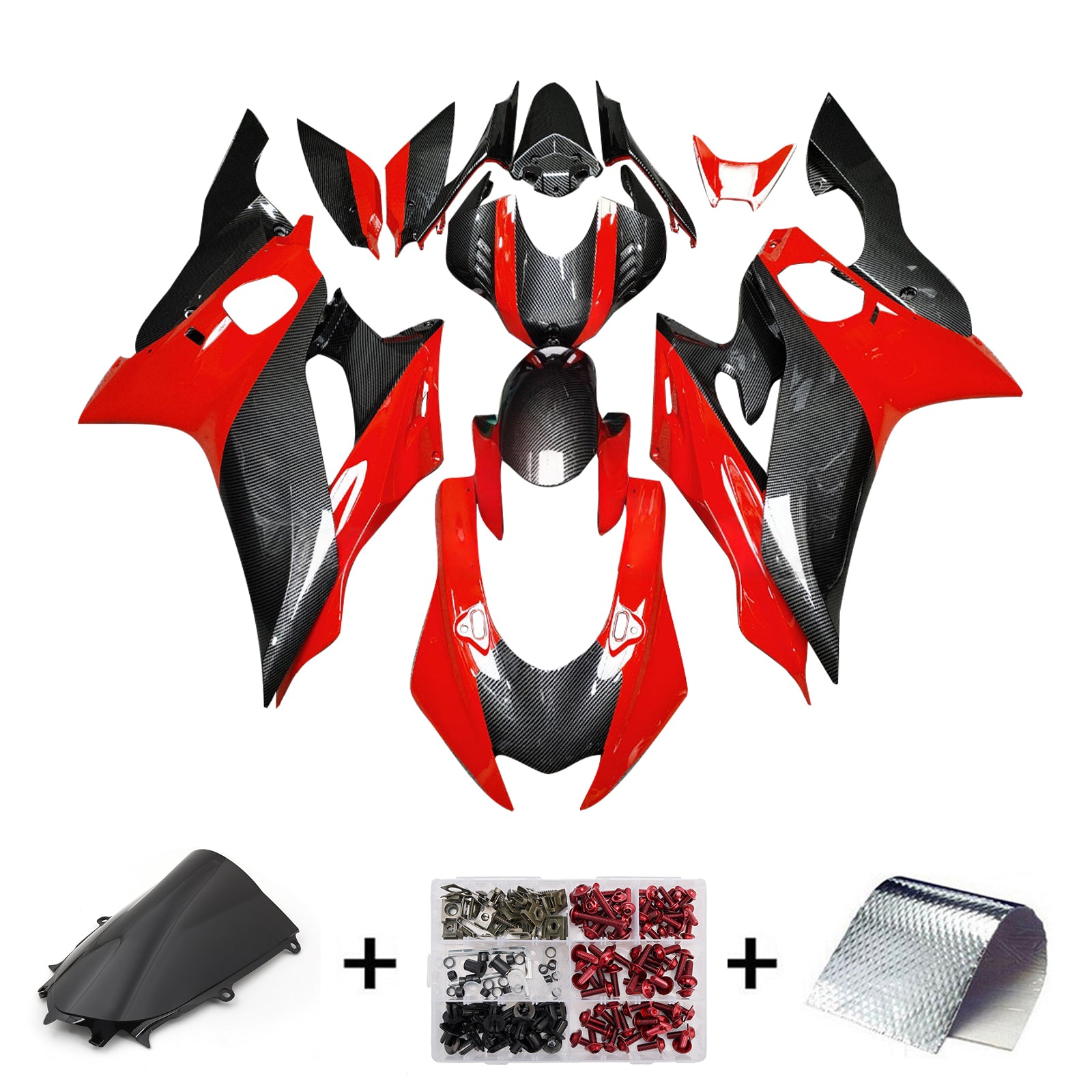 Amotopart 2017-2023 Yamaha YZF-R6 Carbon Fiber Red Fairing Kit