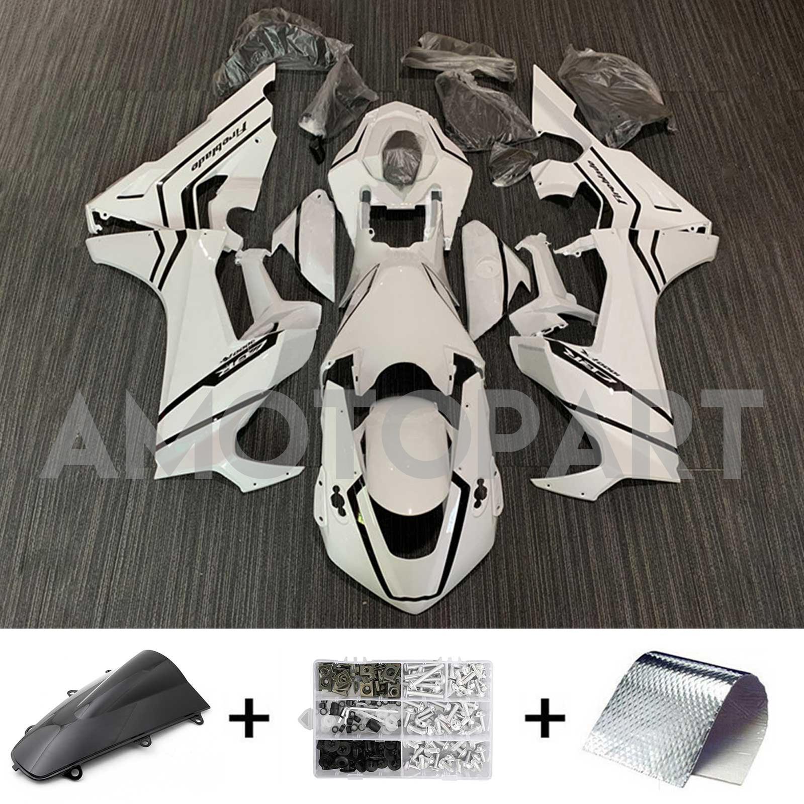 Amotopart 2017-2025 Honda CBR1000RR Fairing White with Black Stripe Kit
