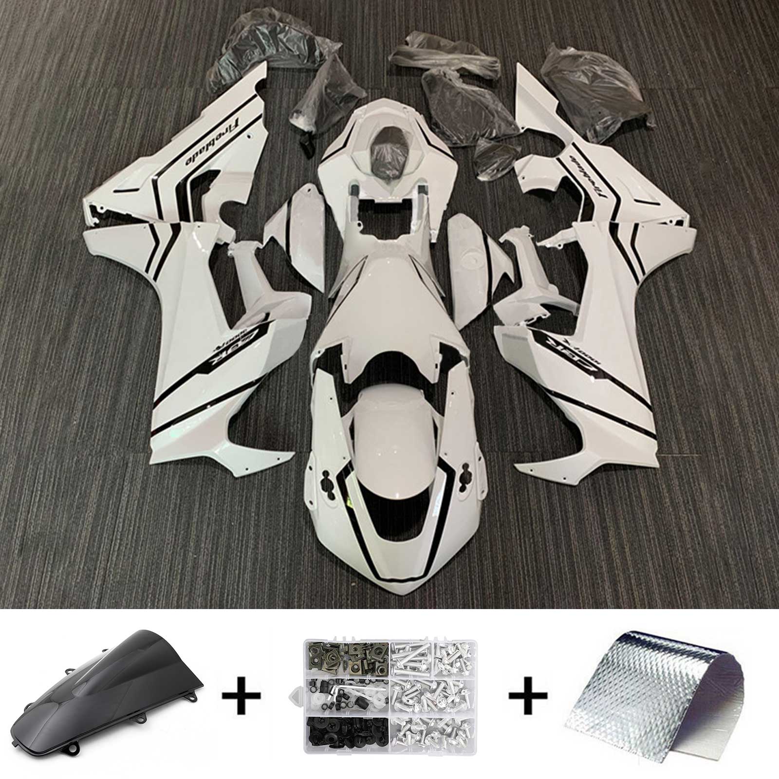 Amotopart 2017-2023 Honda CBR1000RR Fairing White with Black Stripe Kit