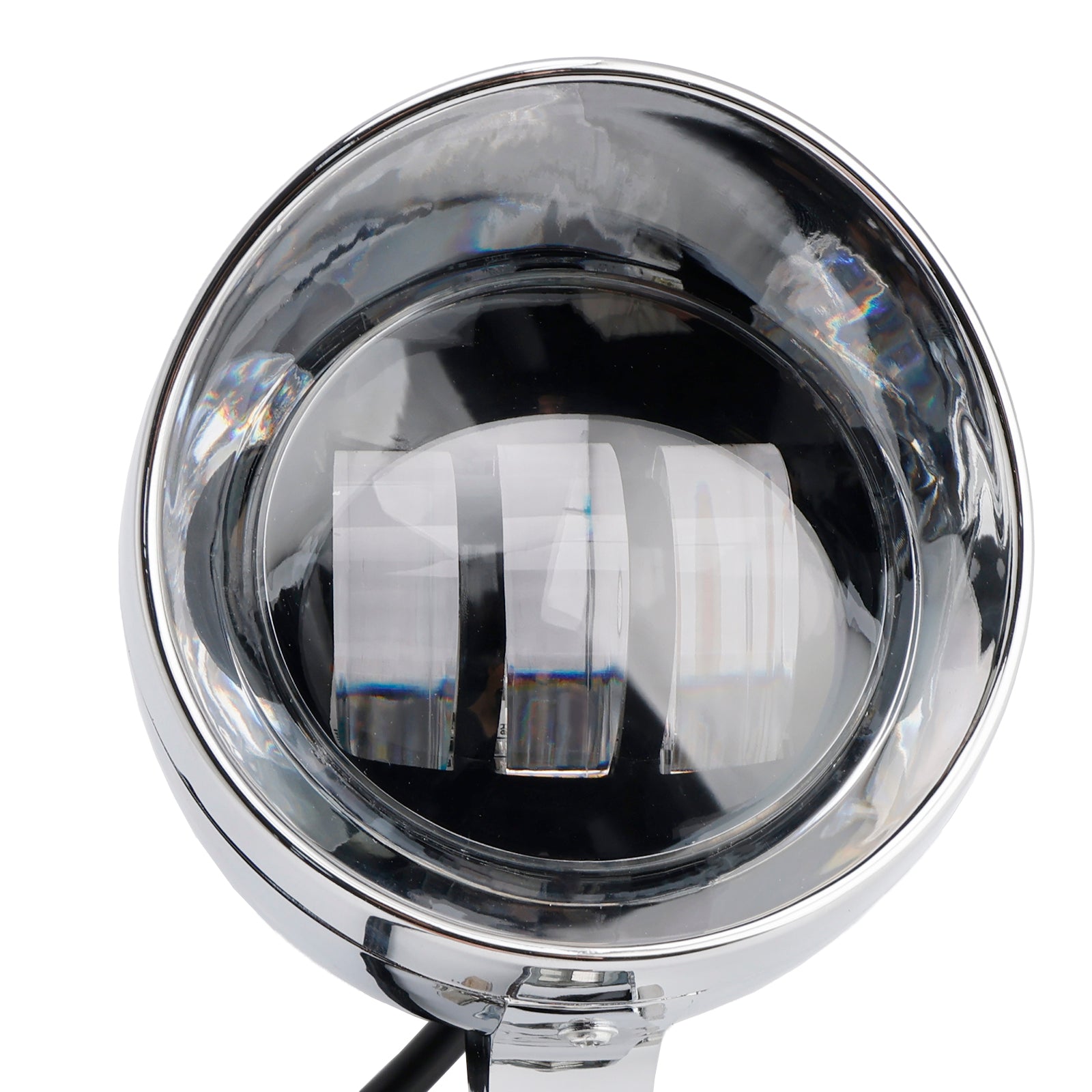 Racer Bobber Chopper Motorcycle Beam Headlight Fog Lamp Custom Chrome