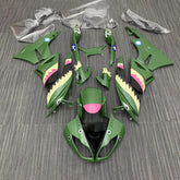 Amotopart Kawasaki 2009–2012 ZX6R 636 Mattgrünes Shark-Verkleidungsset