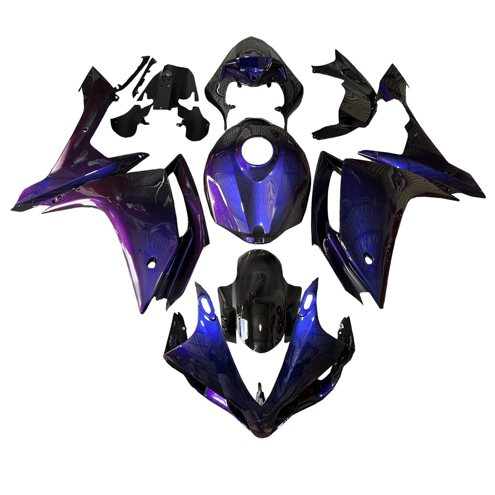 Amotopart 2007-2008 Yamaha YZF-R1 Gradient Purple Blue Fairing Kit