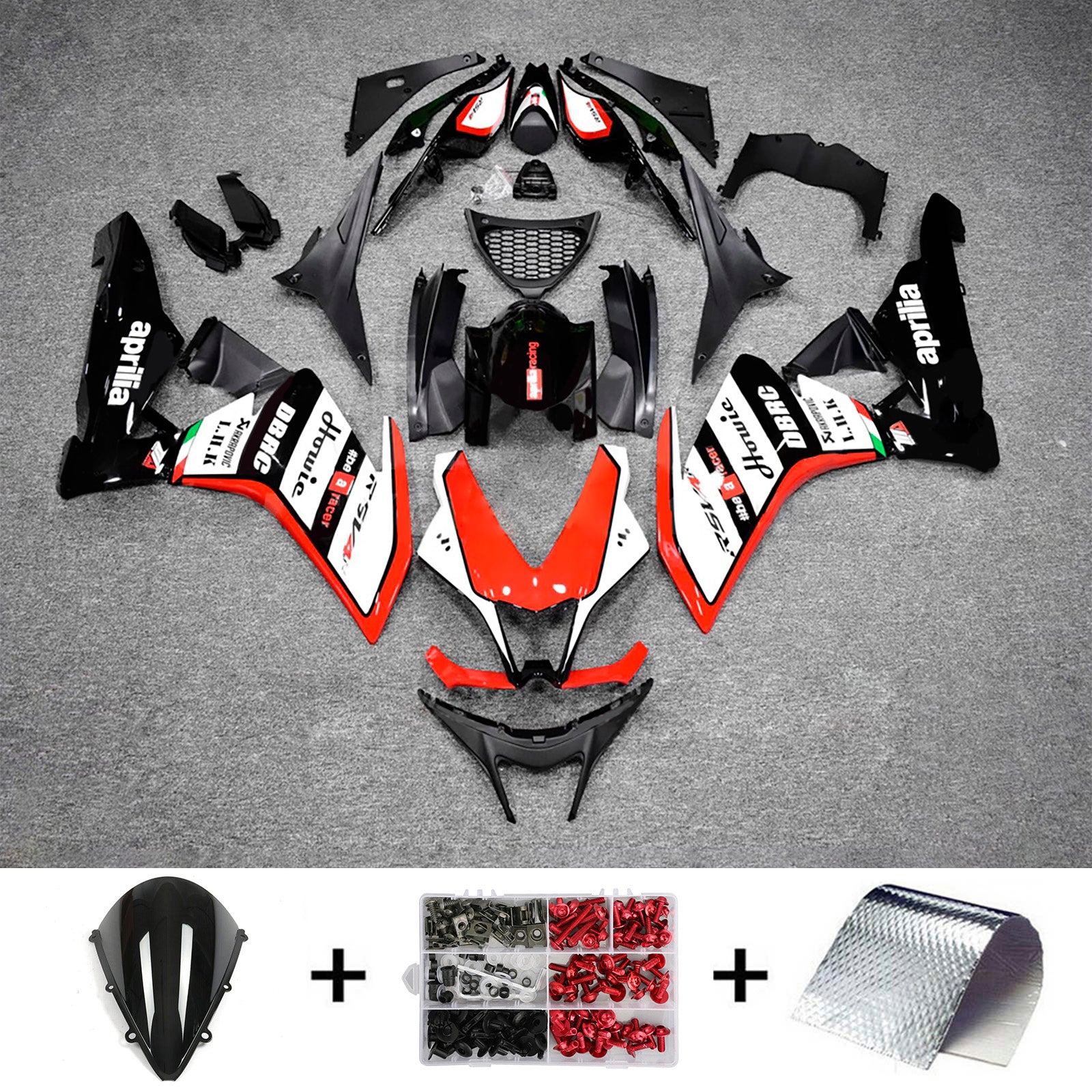 Amotopart 2009-2015 Aprilia RSV4 1000 Red Balck White Fairing Kit