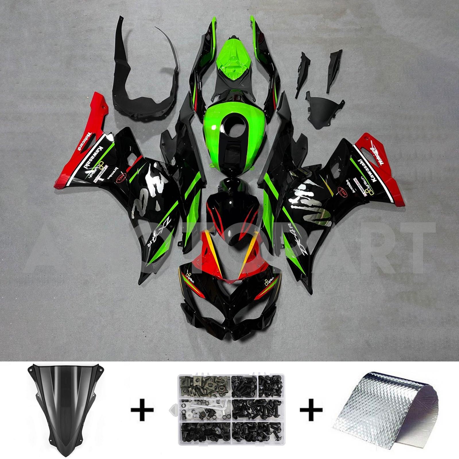 Amotopart 2019-2022 Kawasaki ZX-25R 2023-2024 ZX-4R / ZX-4RR ブラック グリーン フェアリングキット