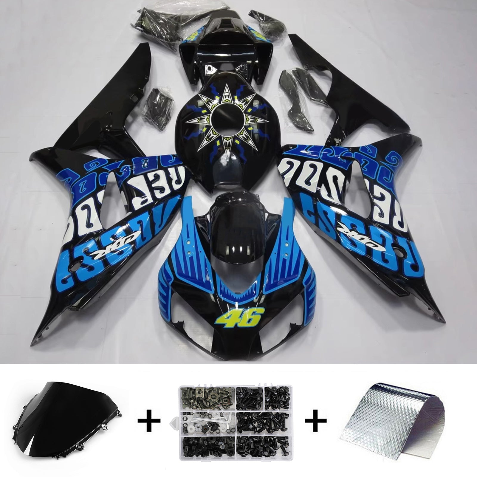 Amotopart 2006-2007 Honda CBR1000RR Blue Black Fairing Kit