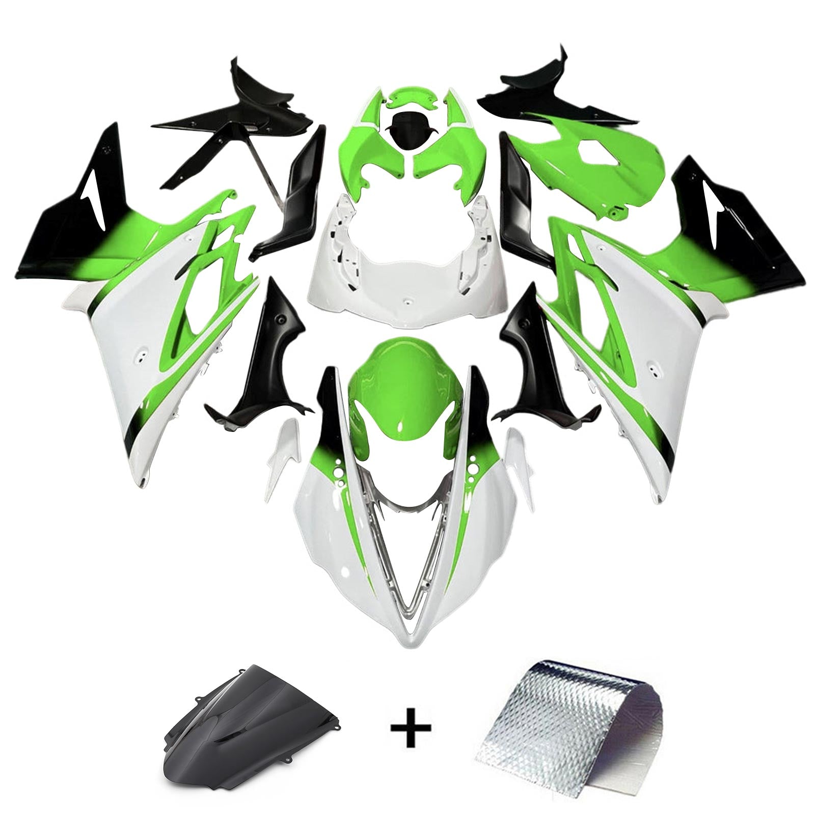 Kit carena Amotopart Triumph Daytona 675 2013-2017 Verde e Bianco