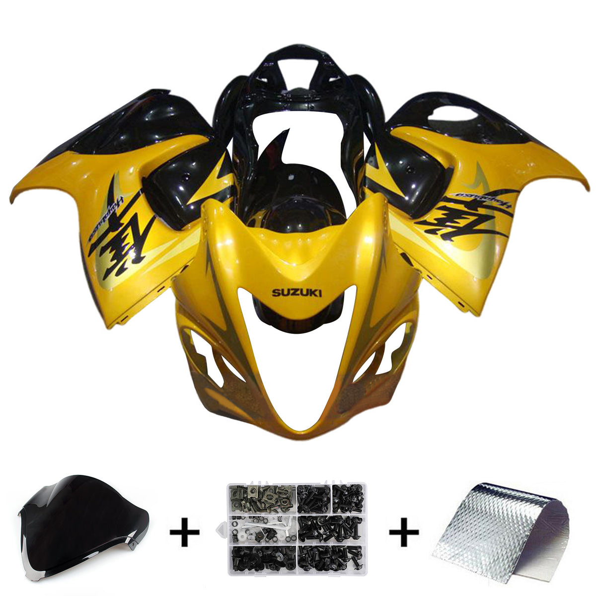 Amotopart 2008–2020 GSX1300R Hayabusa Suzuki Gold &amp; Schwarz Verkleidungsset