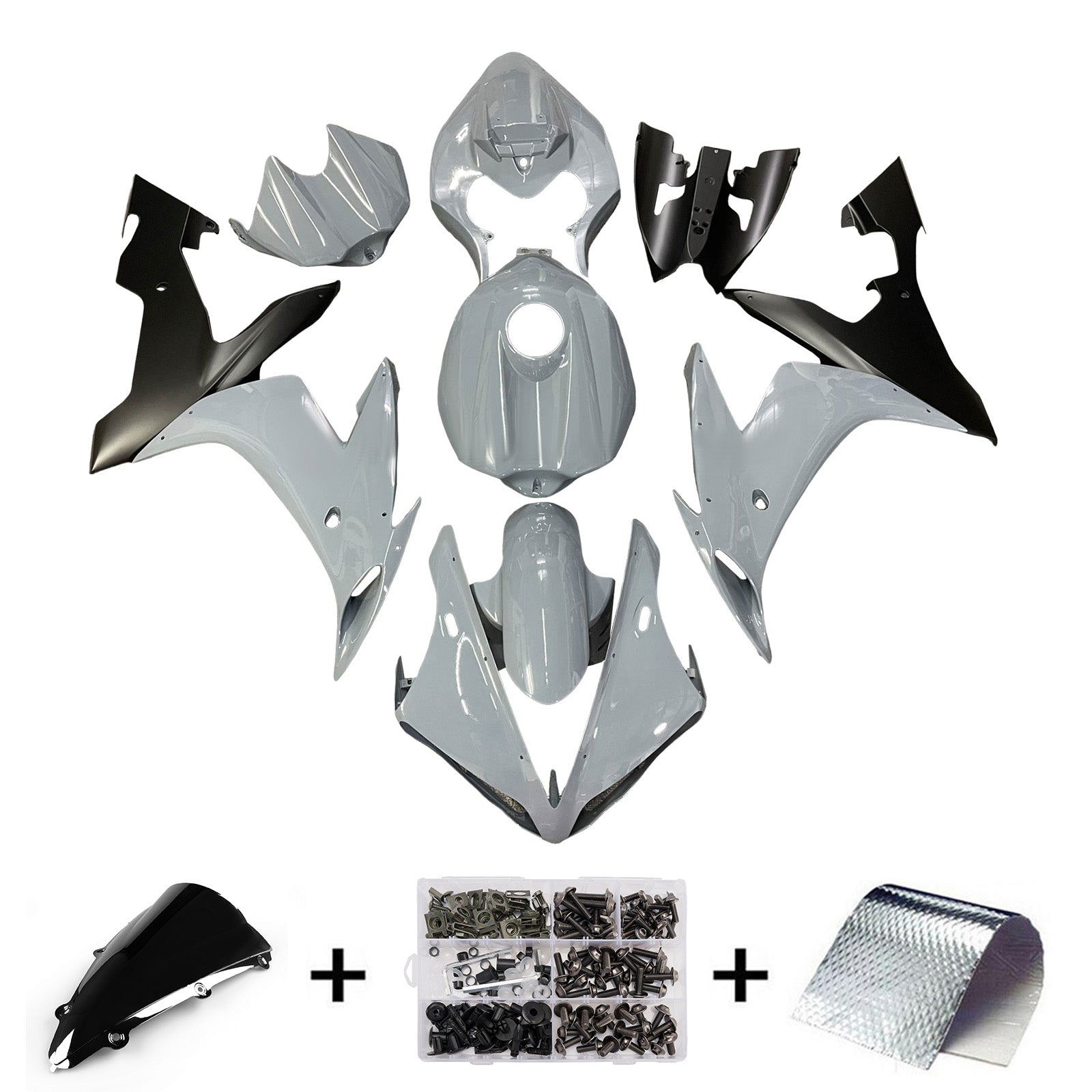 Amotopart 2004-2006 Yamaha YZF-R1 Grey Matte Black Fairing Kit