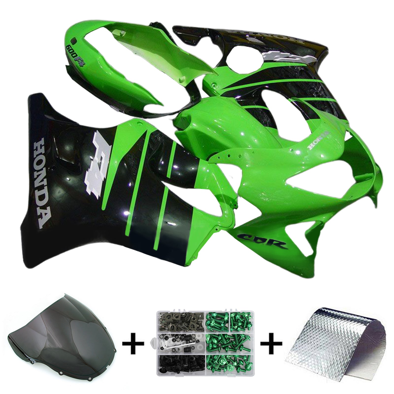 Amotopart 1999-2000 Honda CBR600F4 Green Black Fairing Kit