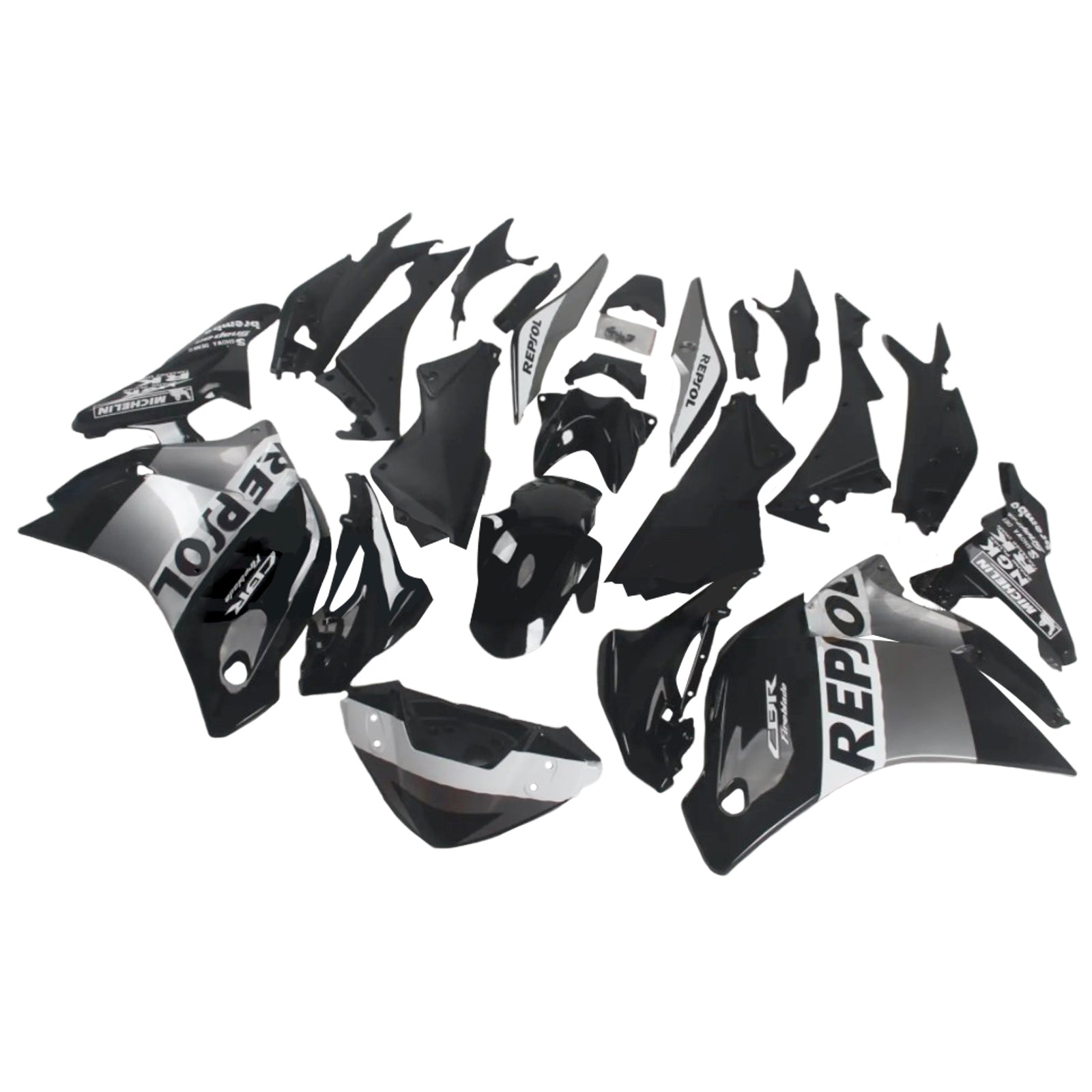 Amotopart 2011-2015 CBR250R Honda Kit de carenado negro y gris