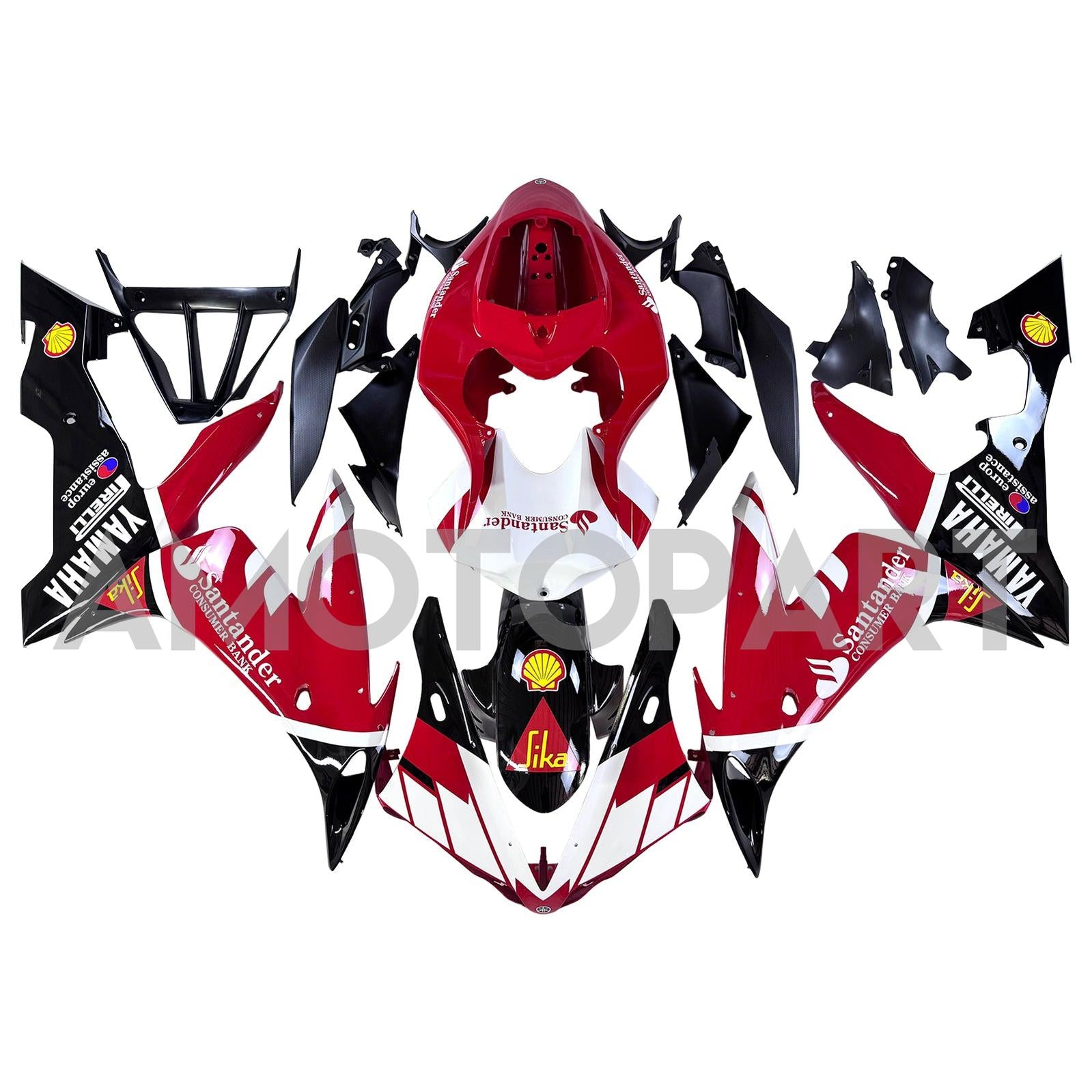 Amotopart 2004-2006 Yamaha YZF 1000 R1 Red White Yellow Fairing Kit