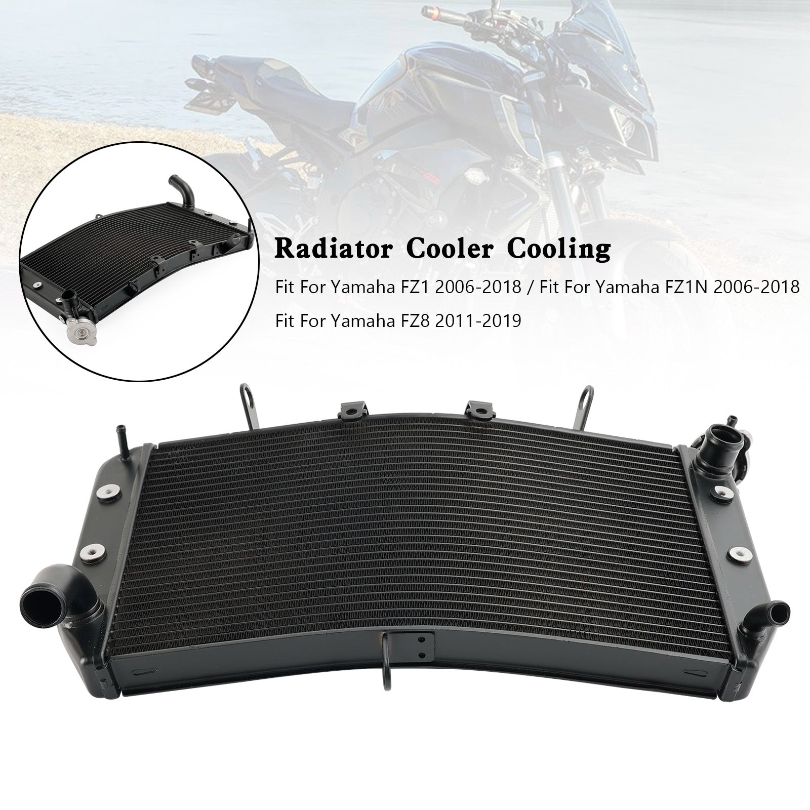 Refroidisseur de moteur de refroidissement de radiateur en aluminium, pour Yamaha FZ1 FZ1N 06-18 FZ8 11-19