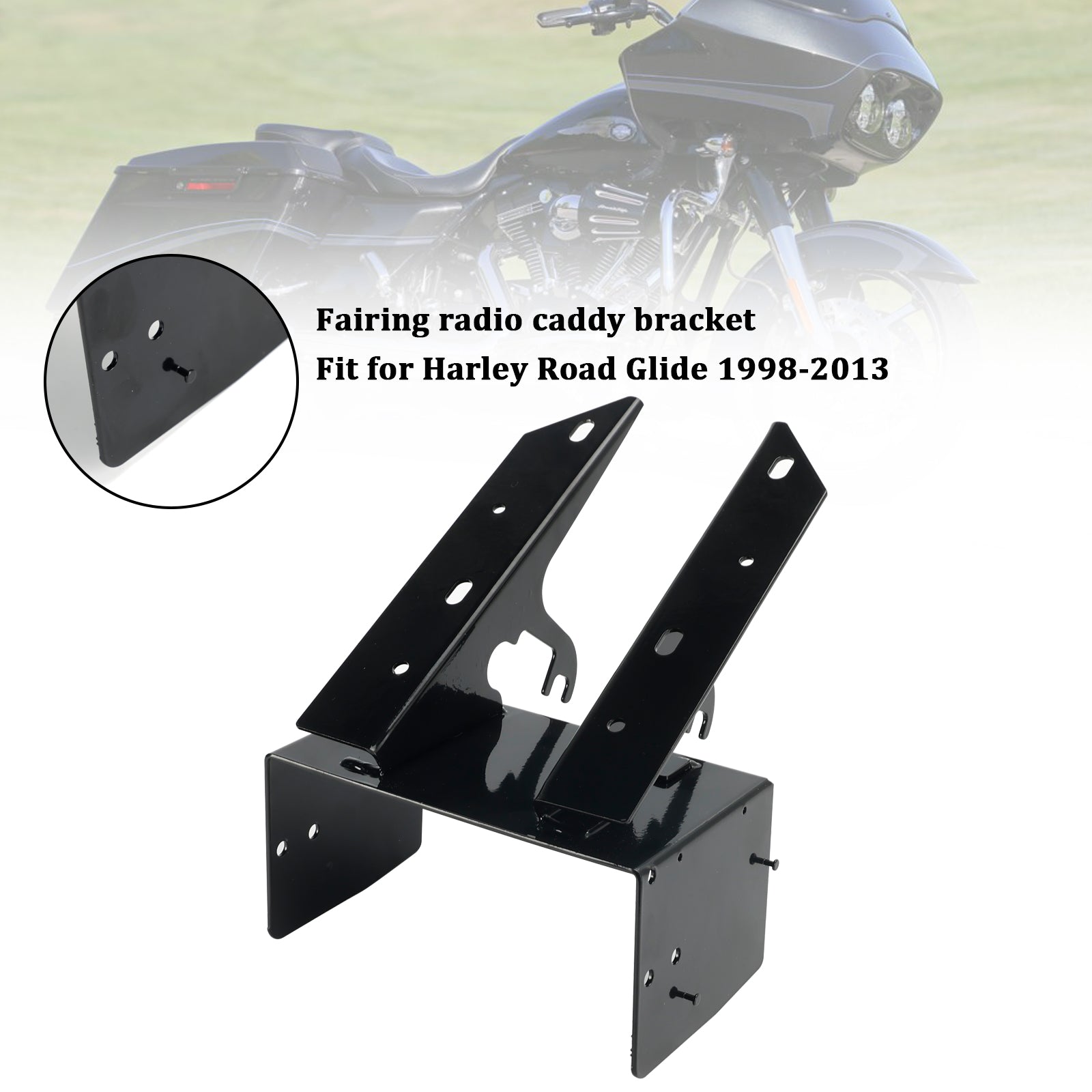 98–13 Harley Road Glide Stahl-Frontverkleidungs-Radio-Caddy-Halterung