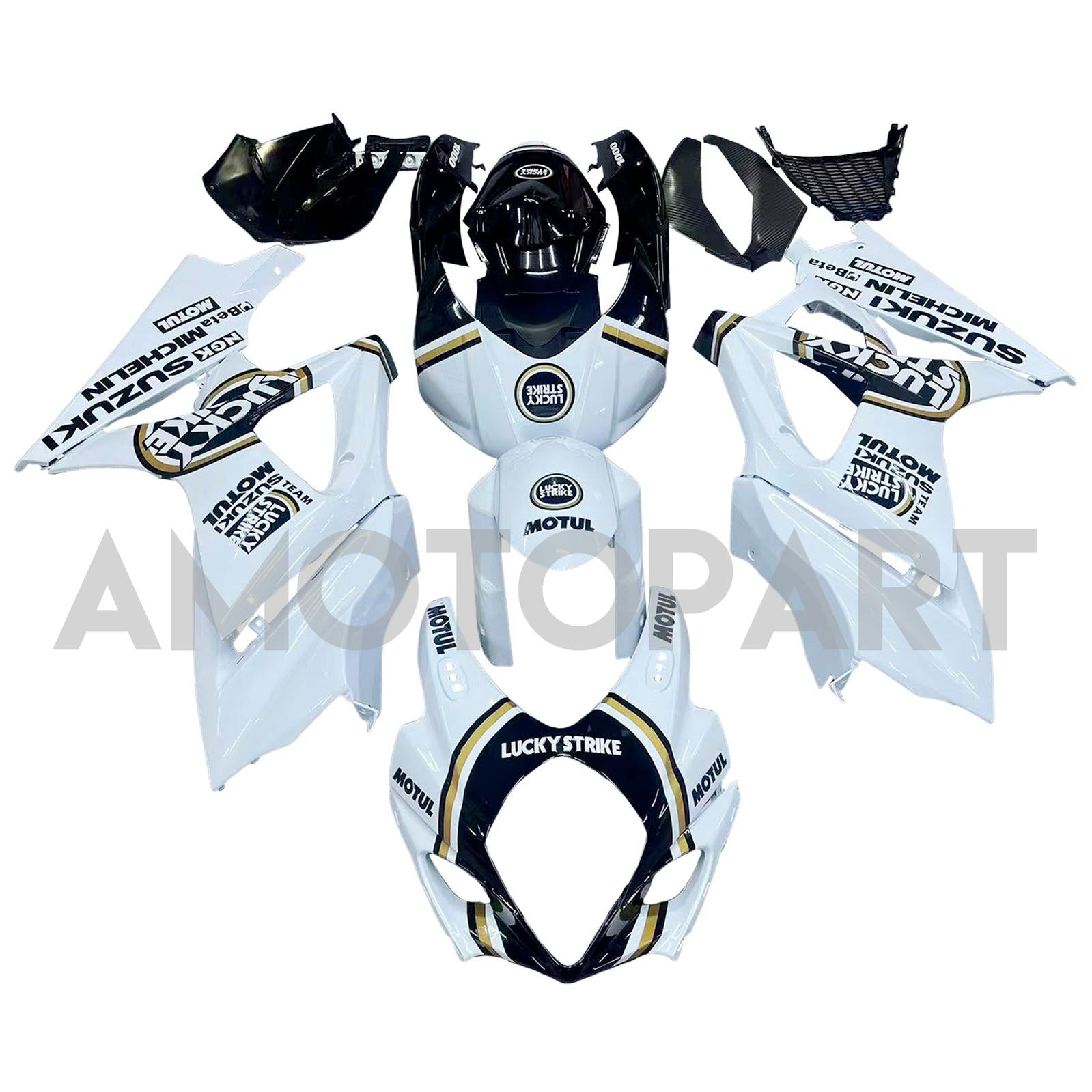 Amotopart 2007-2008 Suzuki GSXR1000 White Black Fairing Kit