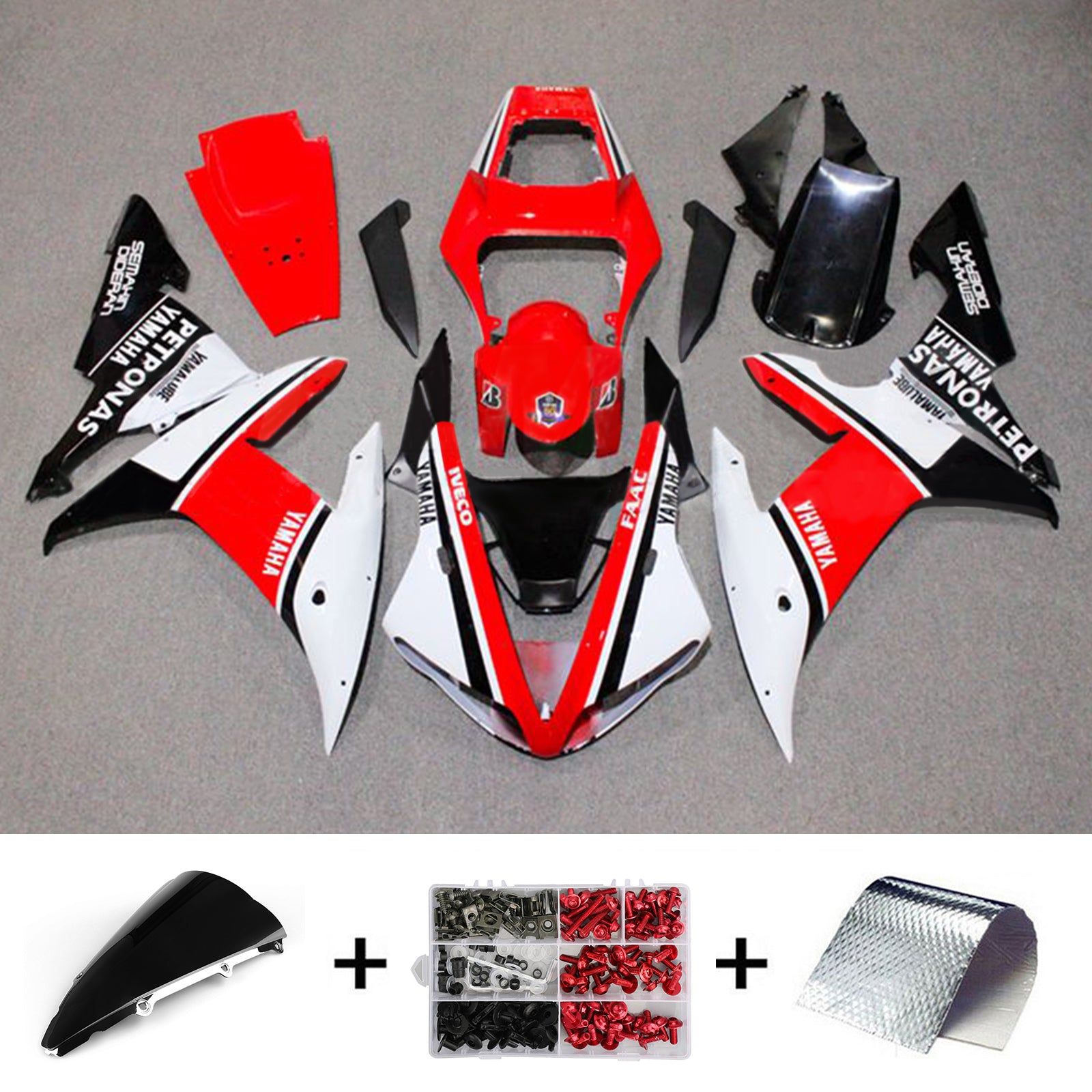 Amotopart 2002-2003 YZF-R1 Yamaha negro y rojo Style4 kit de carenado