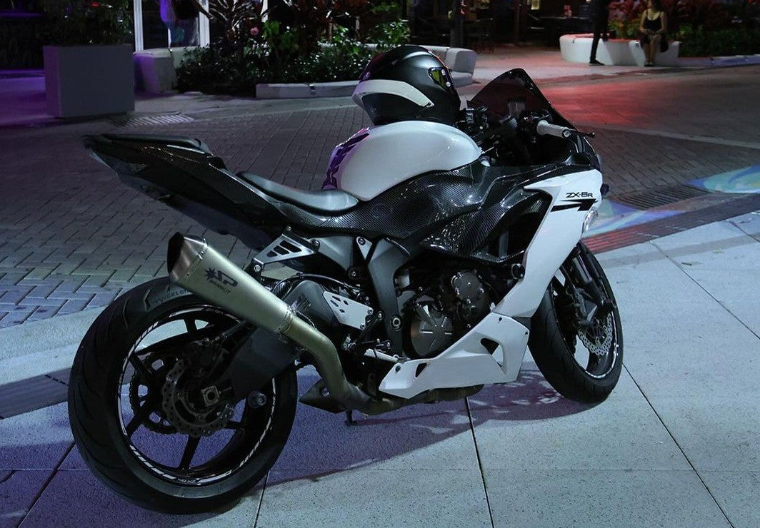 Amotopart 2019-2023 Kawasaki ZX6R Carbon Fiber White Fairing Kit