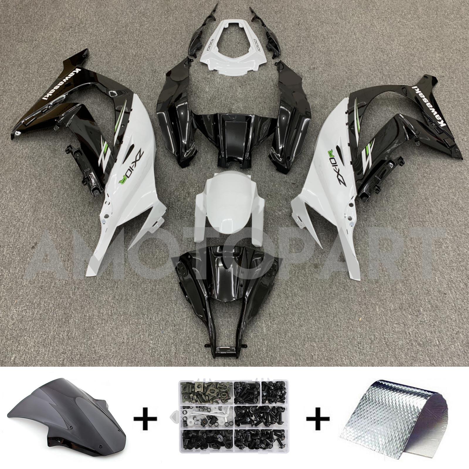 Amotopart 2011-2015 Kawasaki ZX10R ホワイト&ブラック Style2 フェアリングキット
