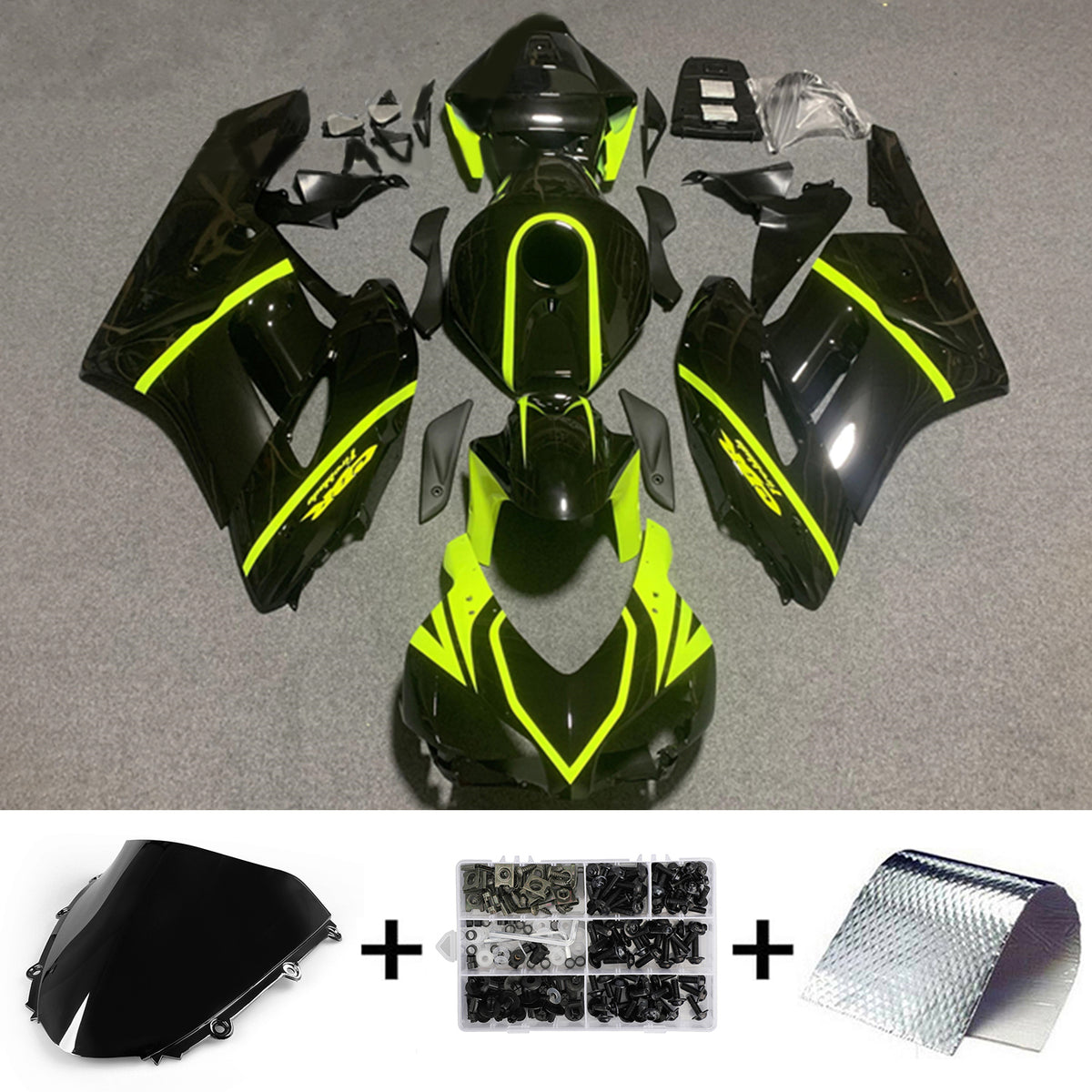 Amotopart 2004-2005 Kit carena Honda CBR1000RR nero lucido e giallo