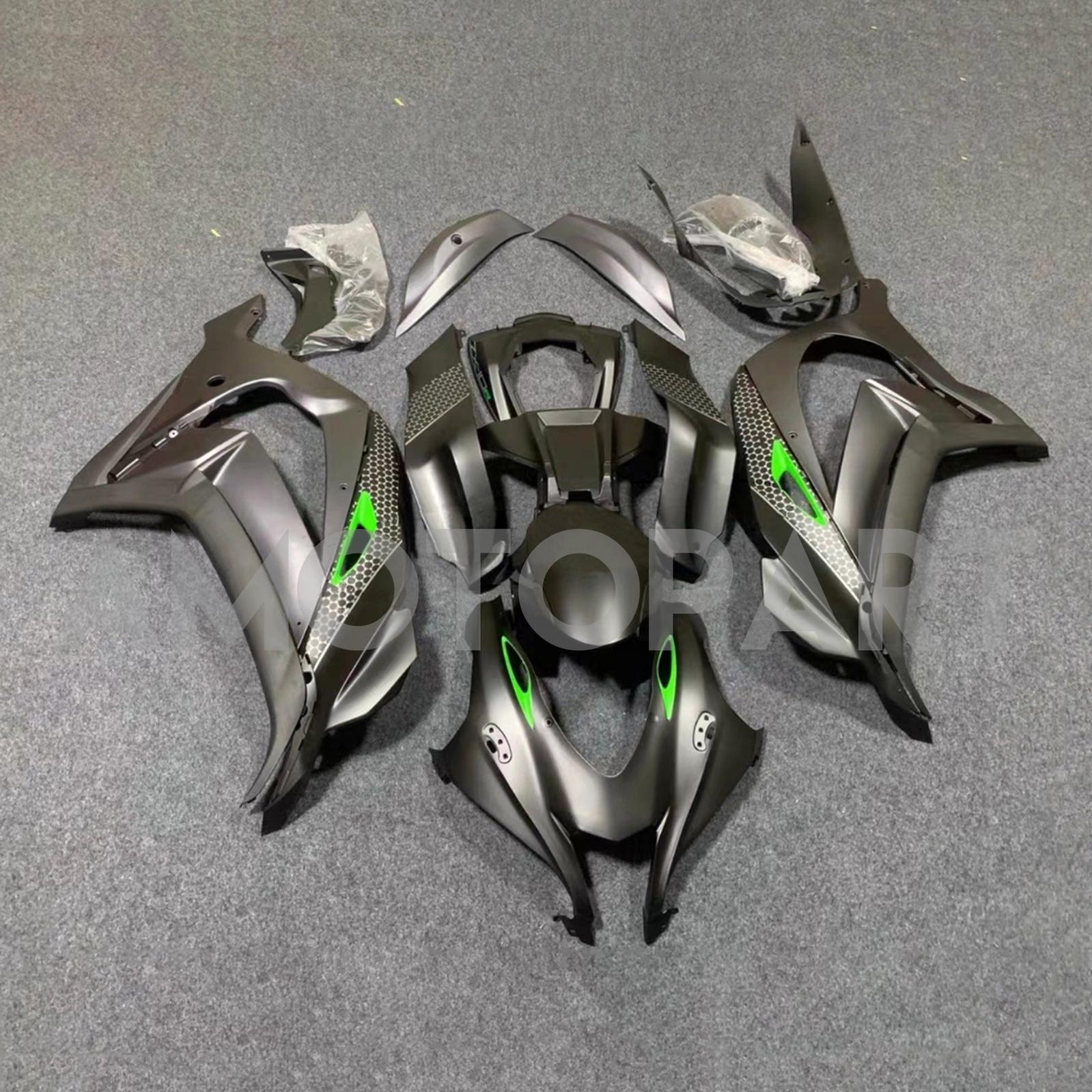 Amotopart 2016-2020 Kawasaki ZX10R Matte Grey&Green Fairing Kit