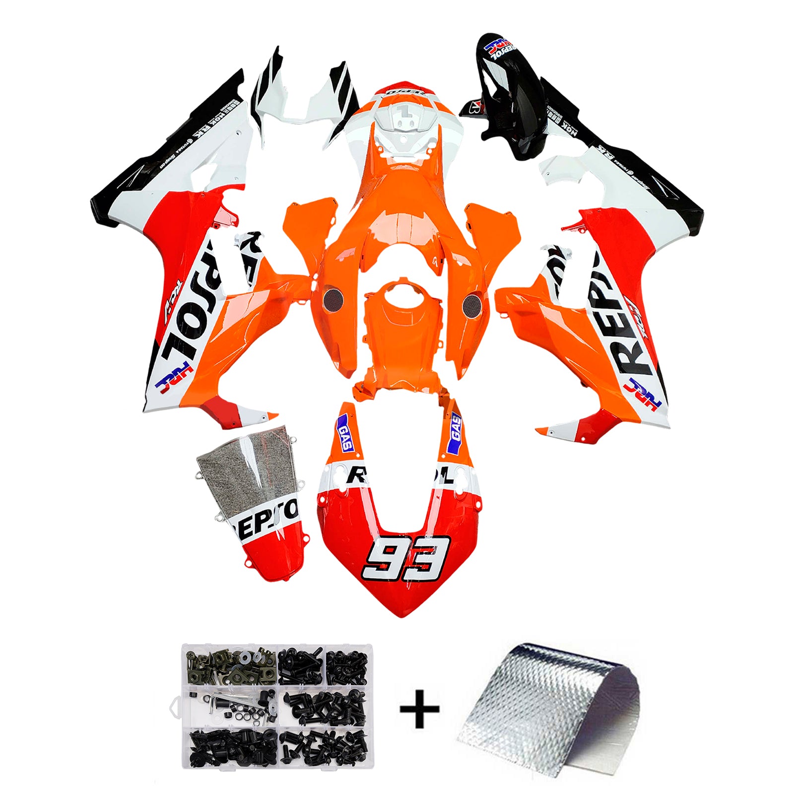 Amotopart 2017-2023 Honda CBR1000rr Kit de carénage blanc orange