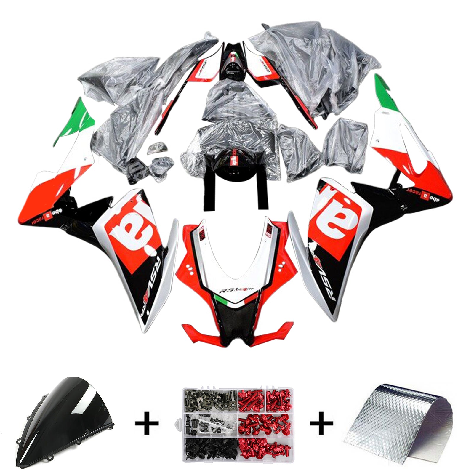 Amotopart Aprilia 2016-2020 RSV4 1000 Kit de carénage rouge et vert Style 13