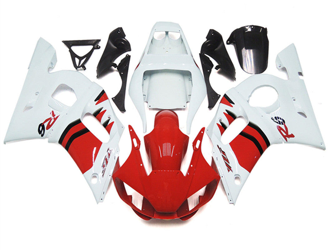 Amotopart Yamaha YZF 600 R6 1998-2002 Kit de carénage rouge et blanc