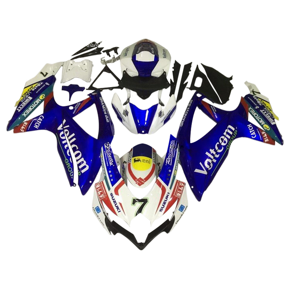 Amotopart 2008–2010 K8 GSXR 600/750 Suzuki Blue&amp;White Style6 Verkleidungsset