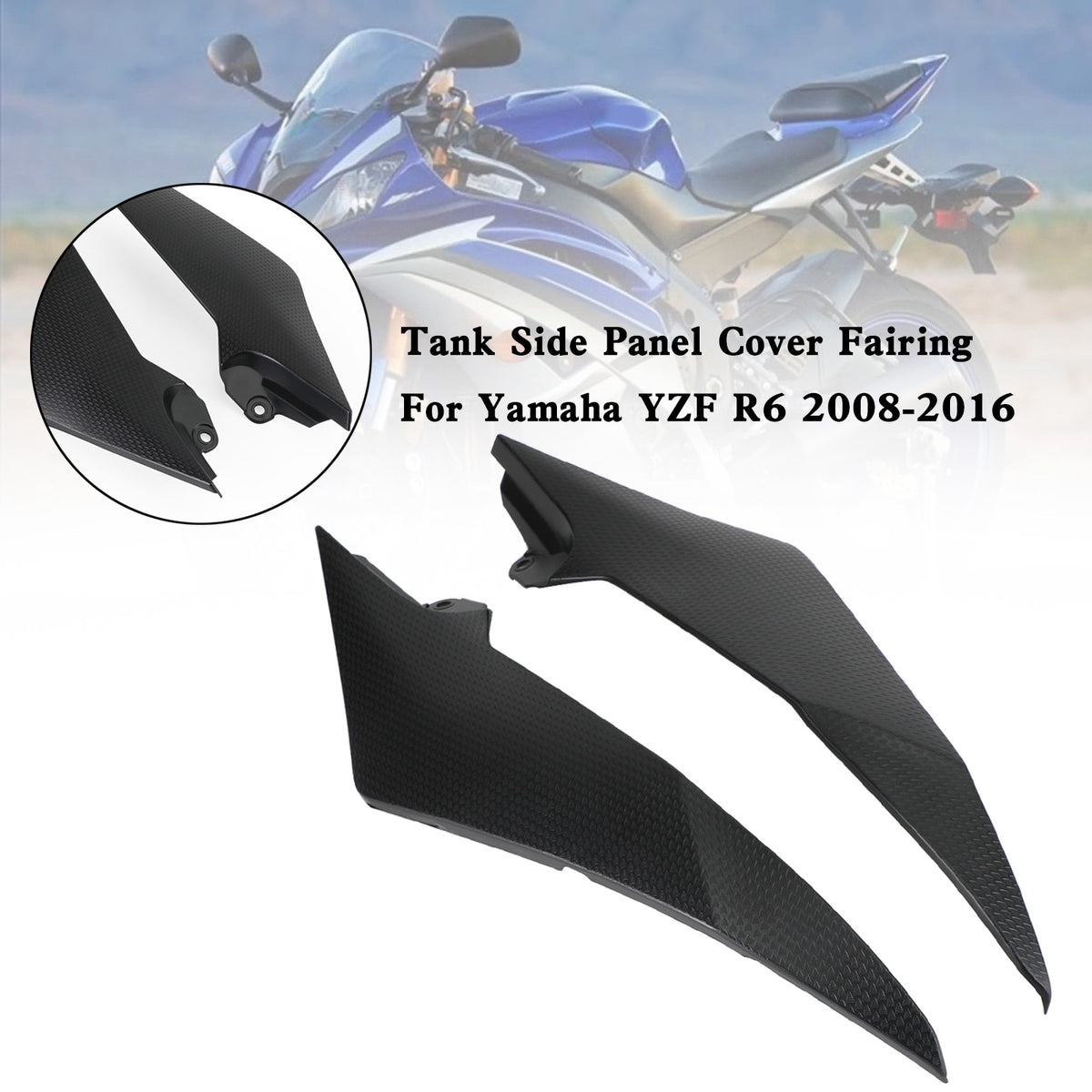Gas Tank Side Trim Cover Panel Fairing Cowl For Yamaha YZF R6 2008-2016