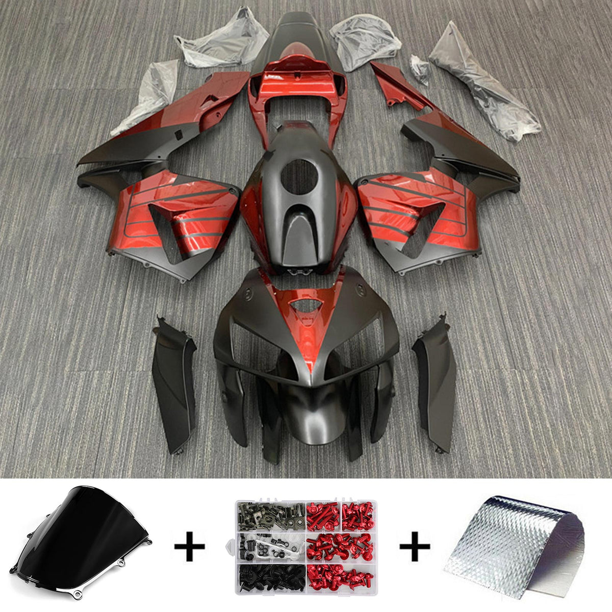 Amotopart 2005-2006 Honda CBR600RR Kit de carénage noir rouge