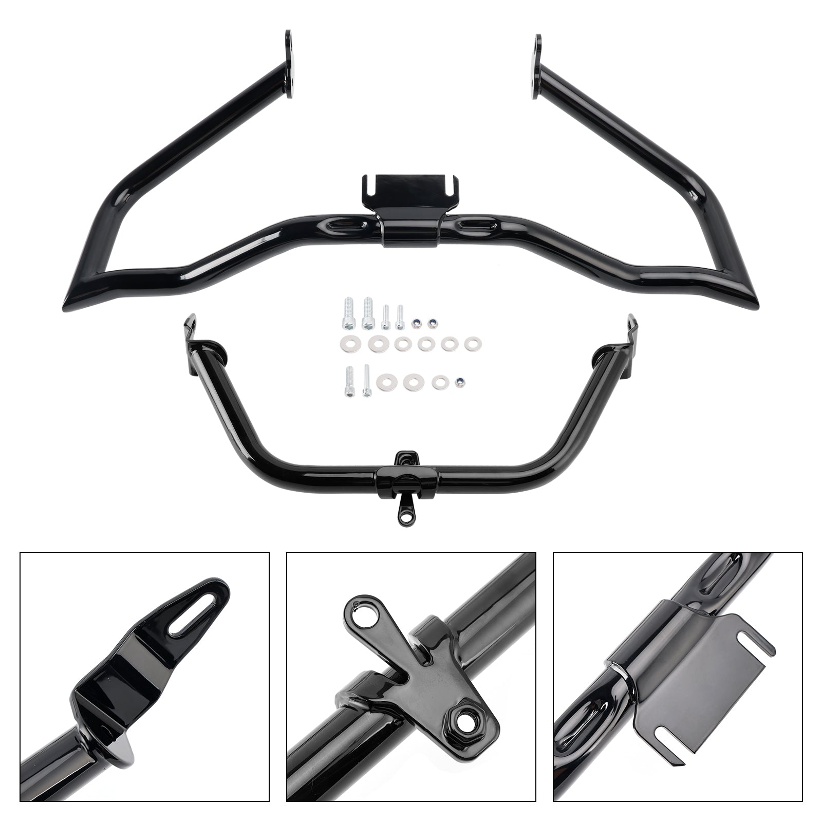 14-22 Harley Touring Glide Motor Guard Crash Bar Frame Protector Stoßfänger Schwarz