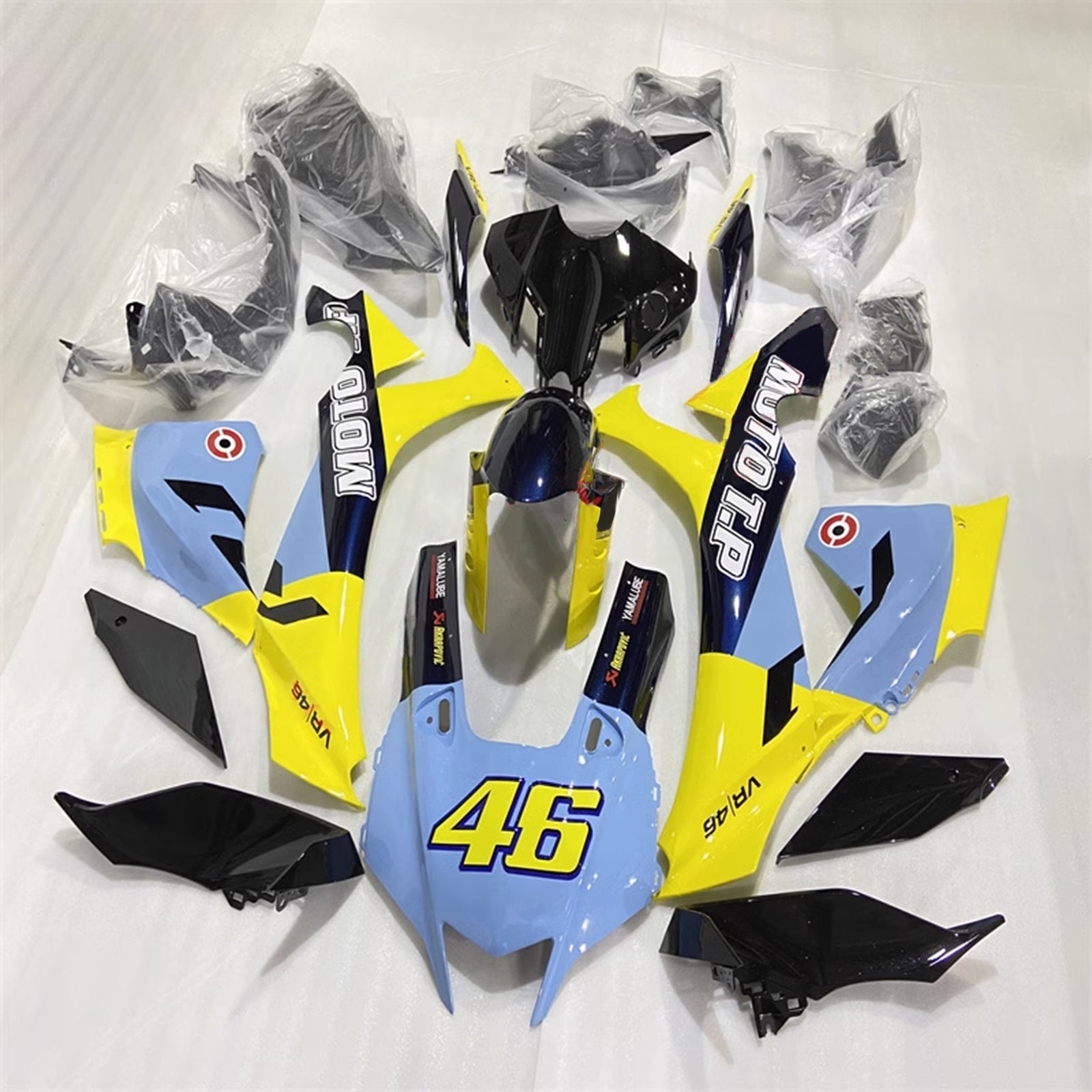 Amotopart 2020-2024 Yamaha YZF R1 Kit de carénage jaune et bleu Style2