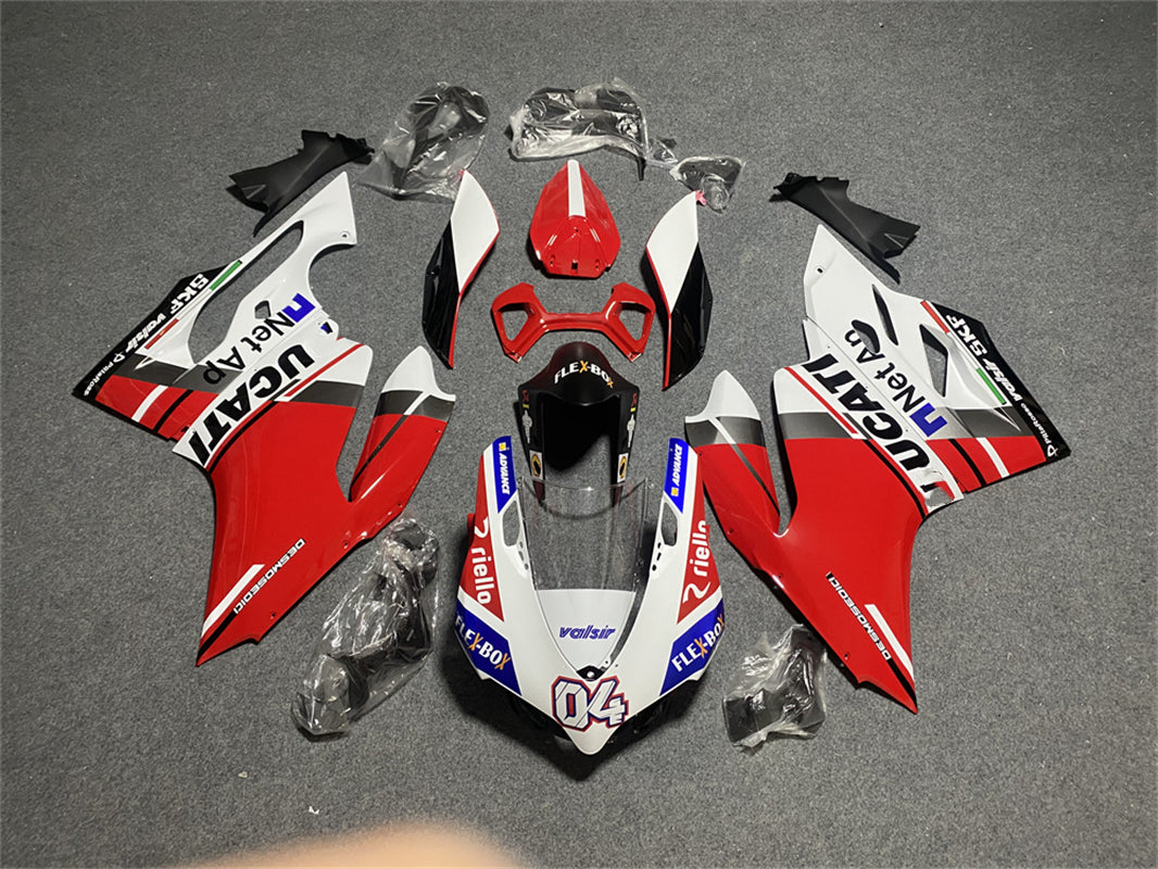 Amotopart Ducati 1199 899 2012–2015 rot-weißes Style1 Verkleidungsset