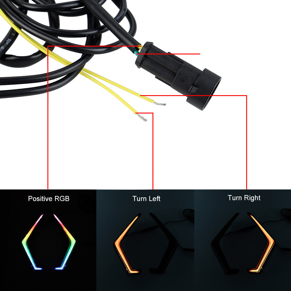 Luces LED RGB de rejilla, señal de giro, acento de colmillo para Polaris RZR XP 1000 Turbo 2019-22