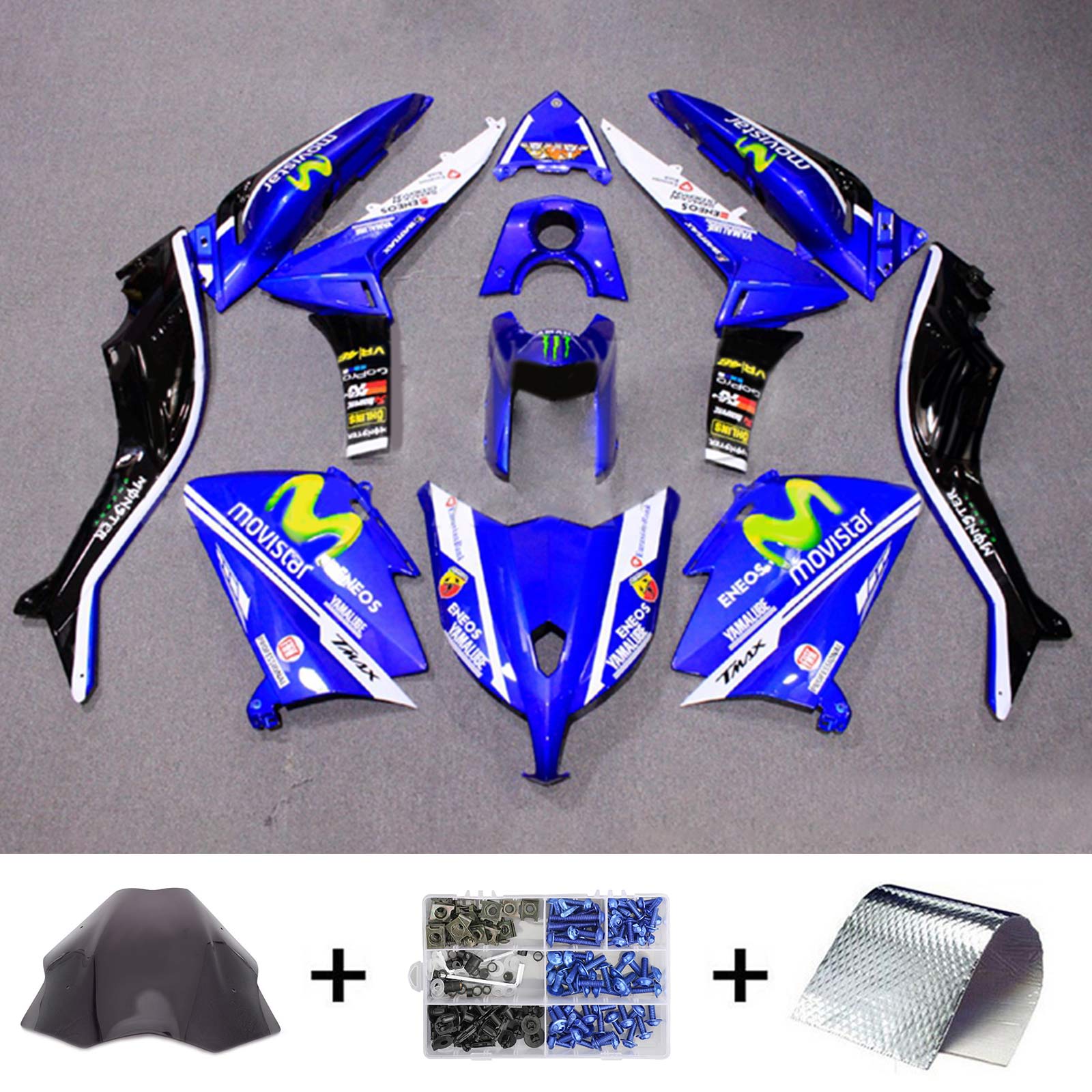 Amotopart 2012–2014 T-Max TMAX530 Yamaha blau-gelbes Verkleidungsset