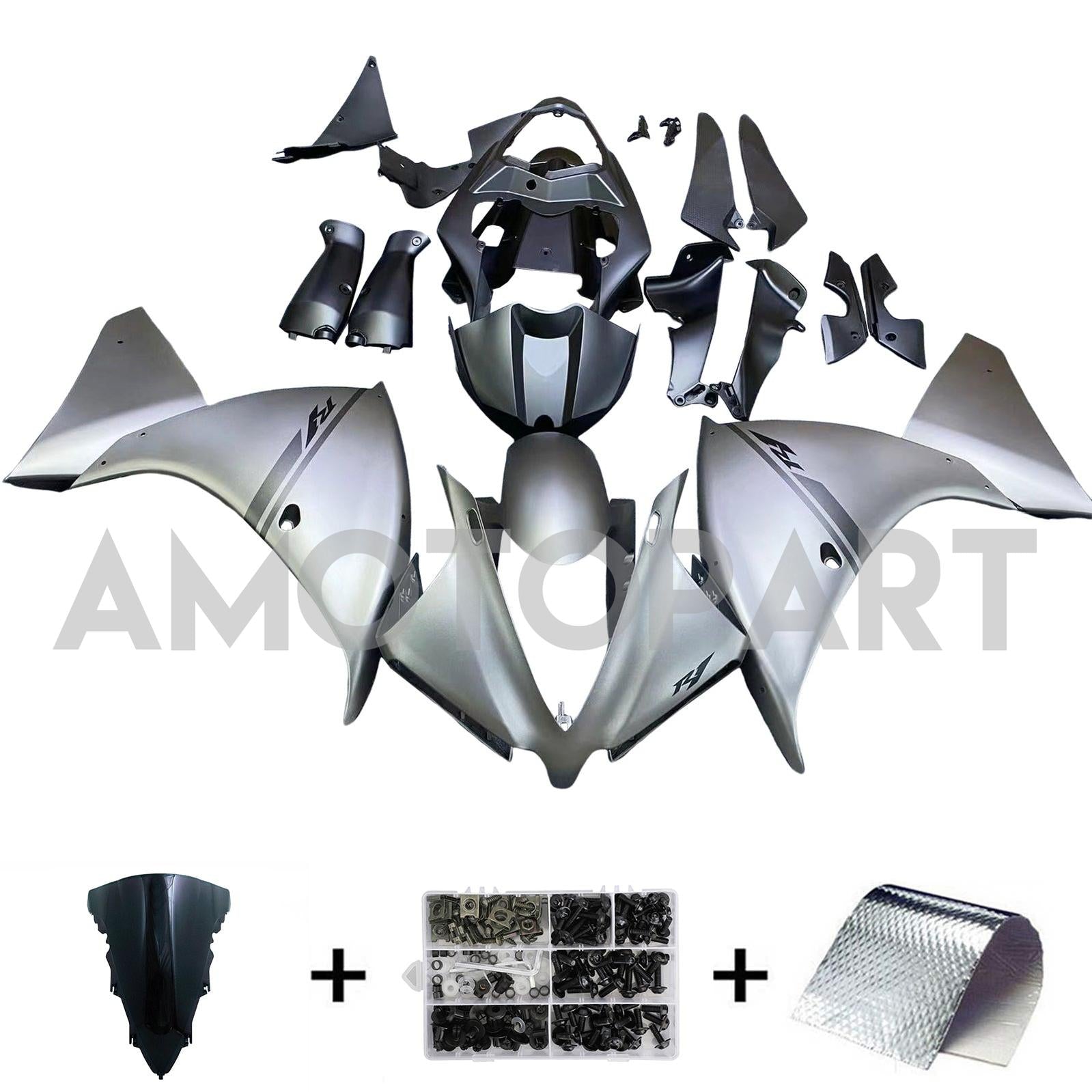 Amotopart 2012-2014 Yamaha YZF 1000 R1 Grey Fairing Kit