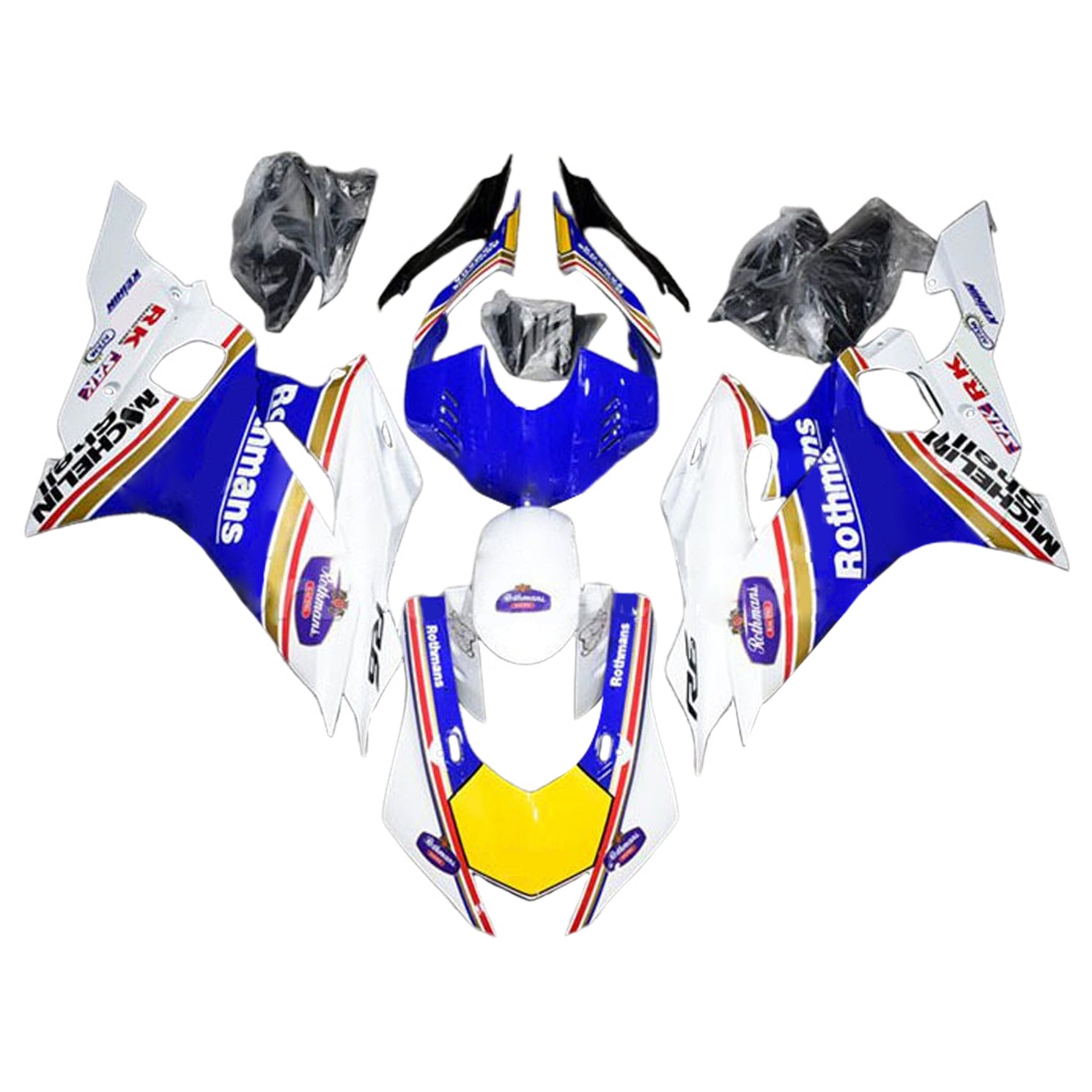 Amotopart 2017-2023 Yamaha YZF R6 Kit de carenado blanco azul amarillo