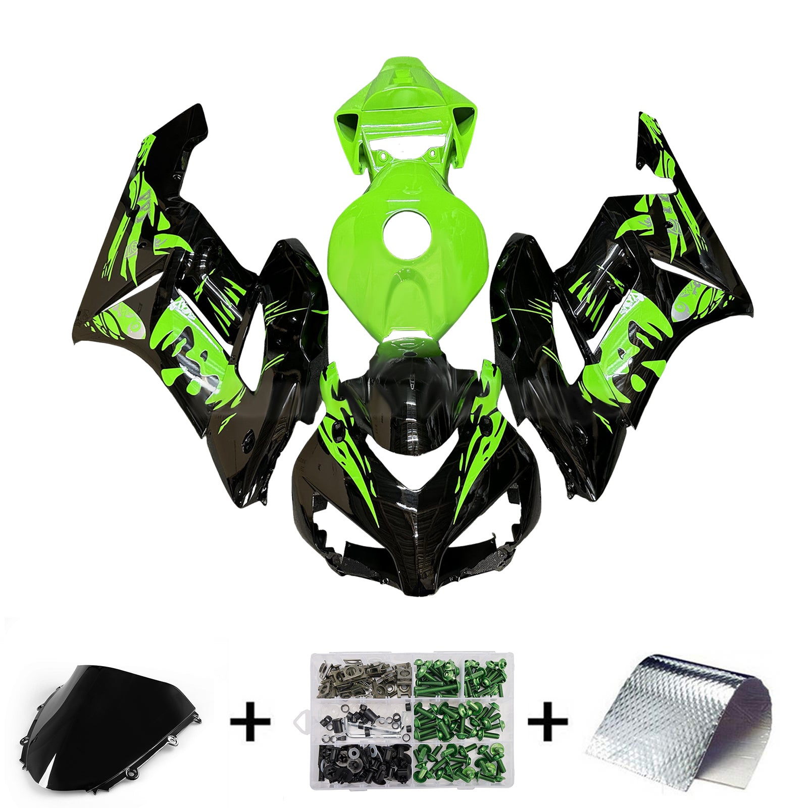 Amotopart 2004-2005 Honda CBR1000rr Kit de carénage vert noir brillant