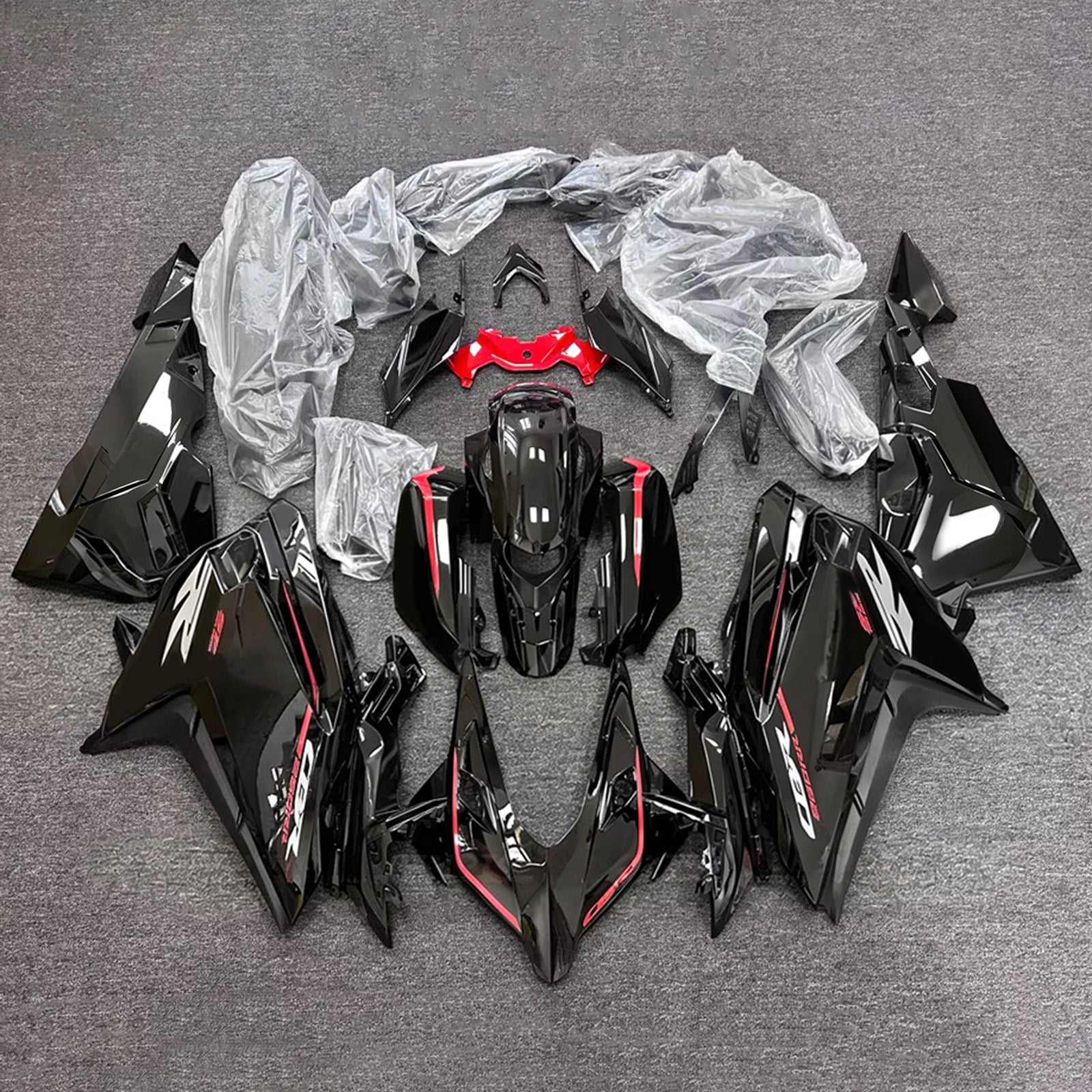 Amotopart 2023–2024 Honda CBR250RR schwarzes Verkleidungsset