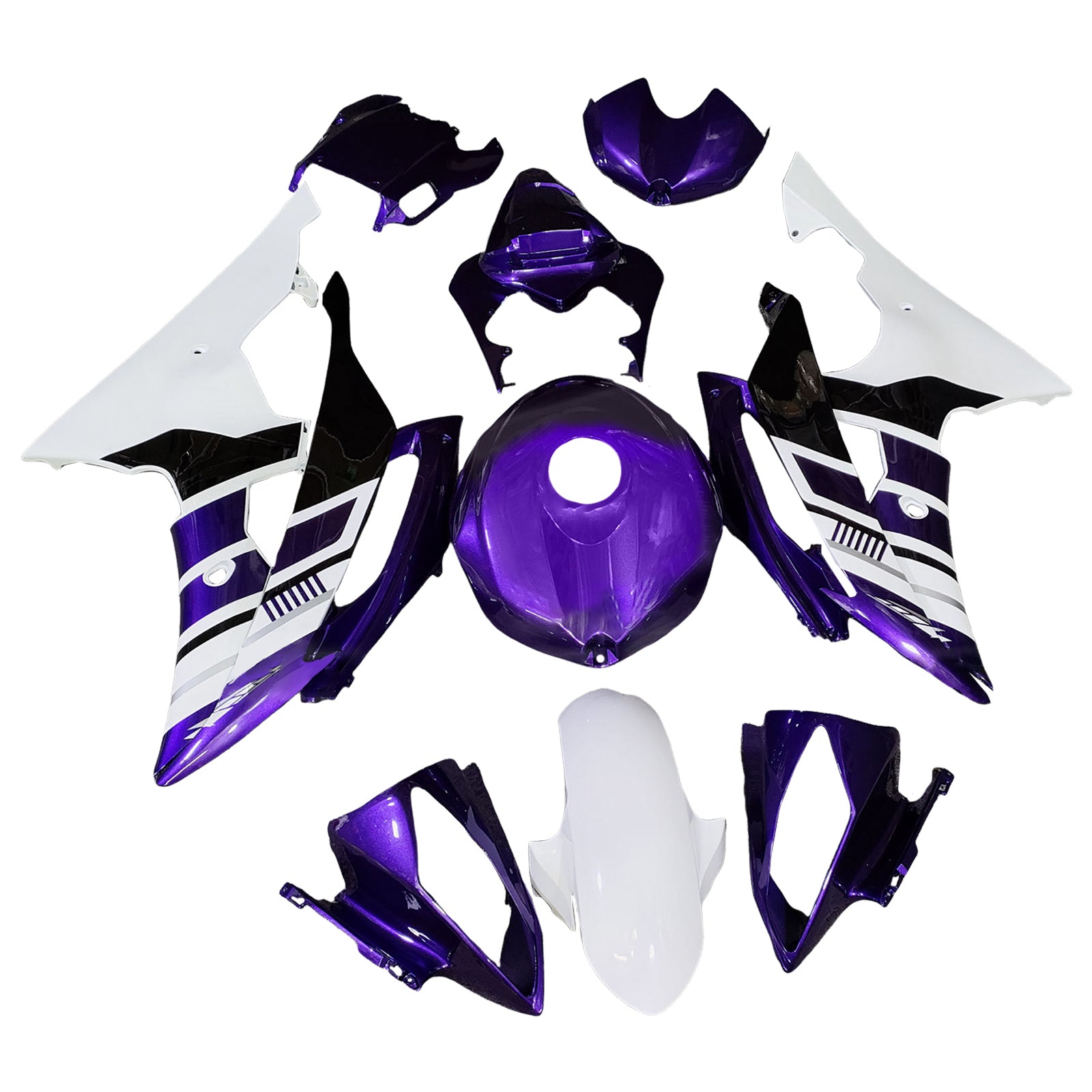 Amotopart 2008-2016 Yamaha YZF-R6 Purple & White Fairing Kit