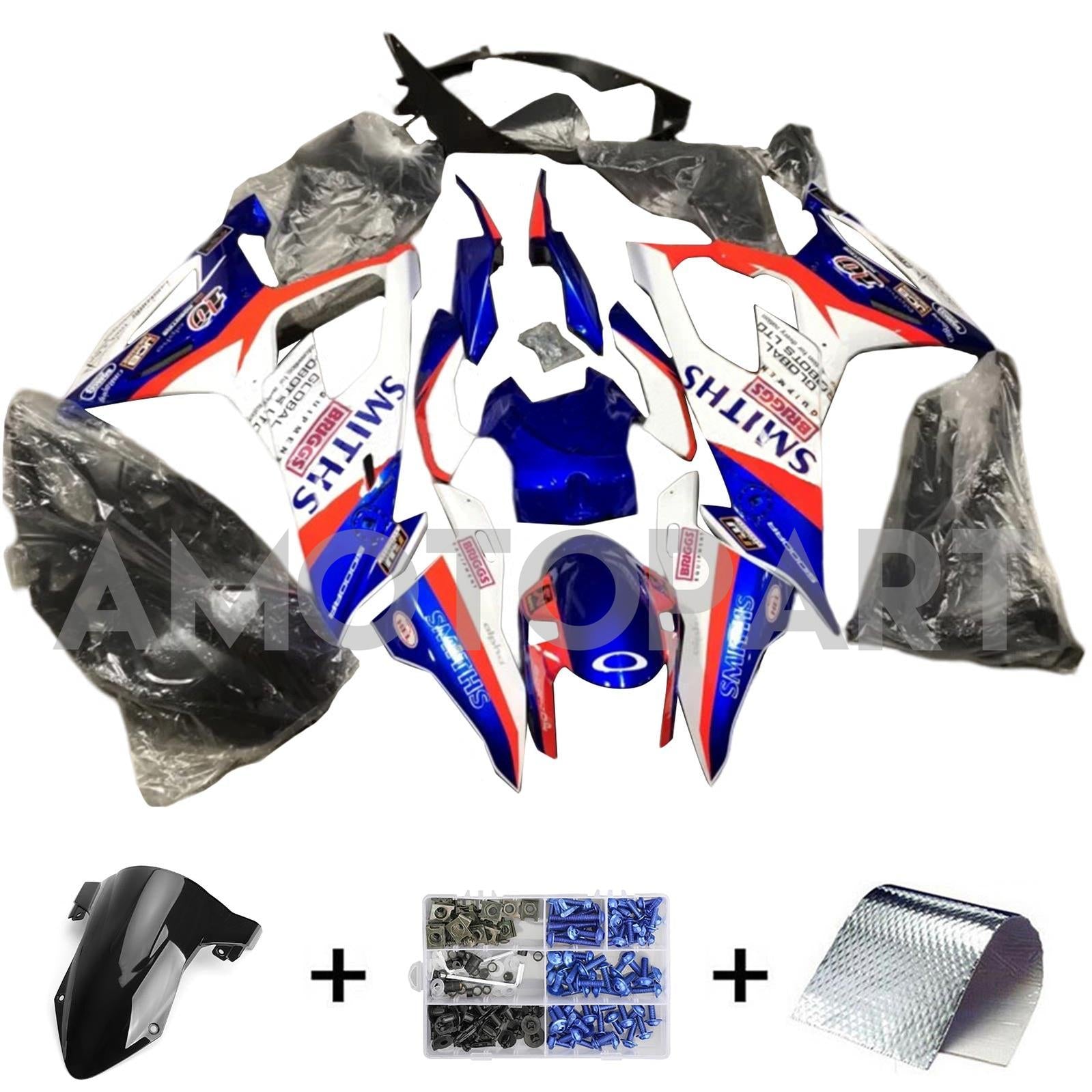 Kit de carenado Amotopart BMW S1000RR 2019-2022 azul y rojo Style4