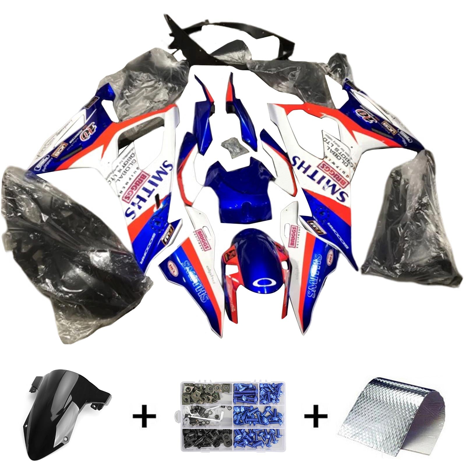 Amotopart BMW S1000RR 2019-2022 Blue&Red Style4 Fairing Kit