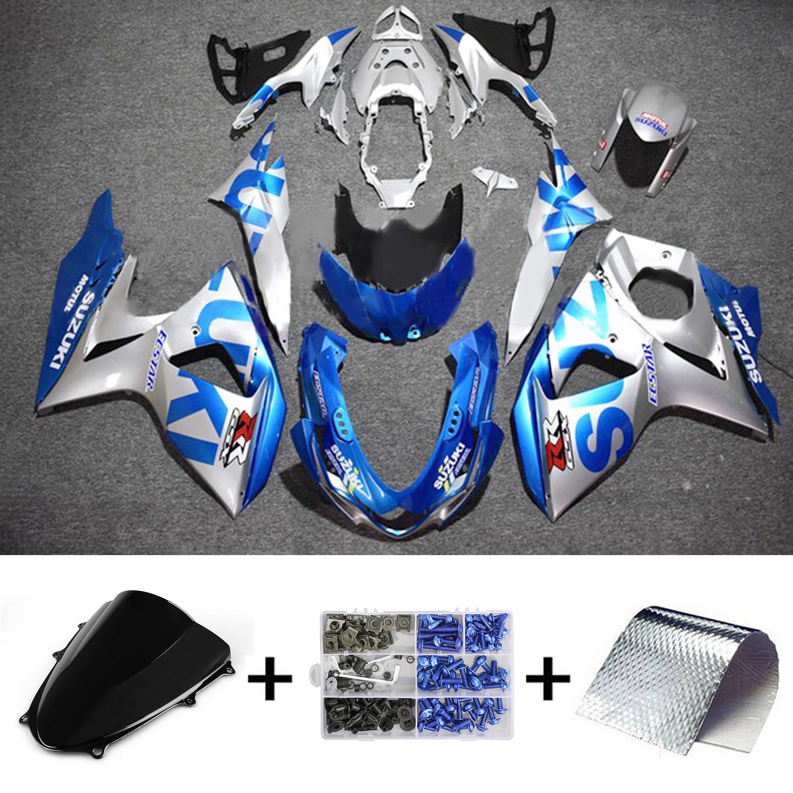 Amotopart 2009-2016 K9 GSXR1000 Suzuki Blue&Grey Fairing Kit